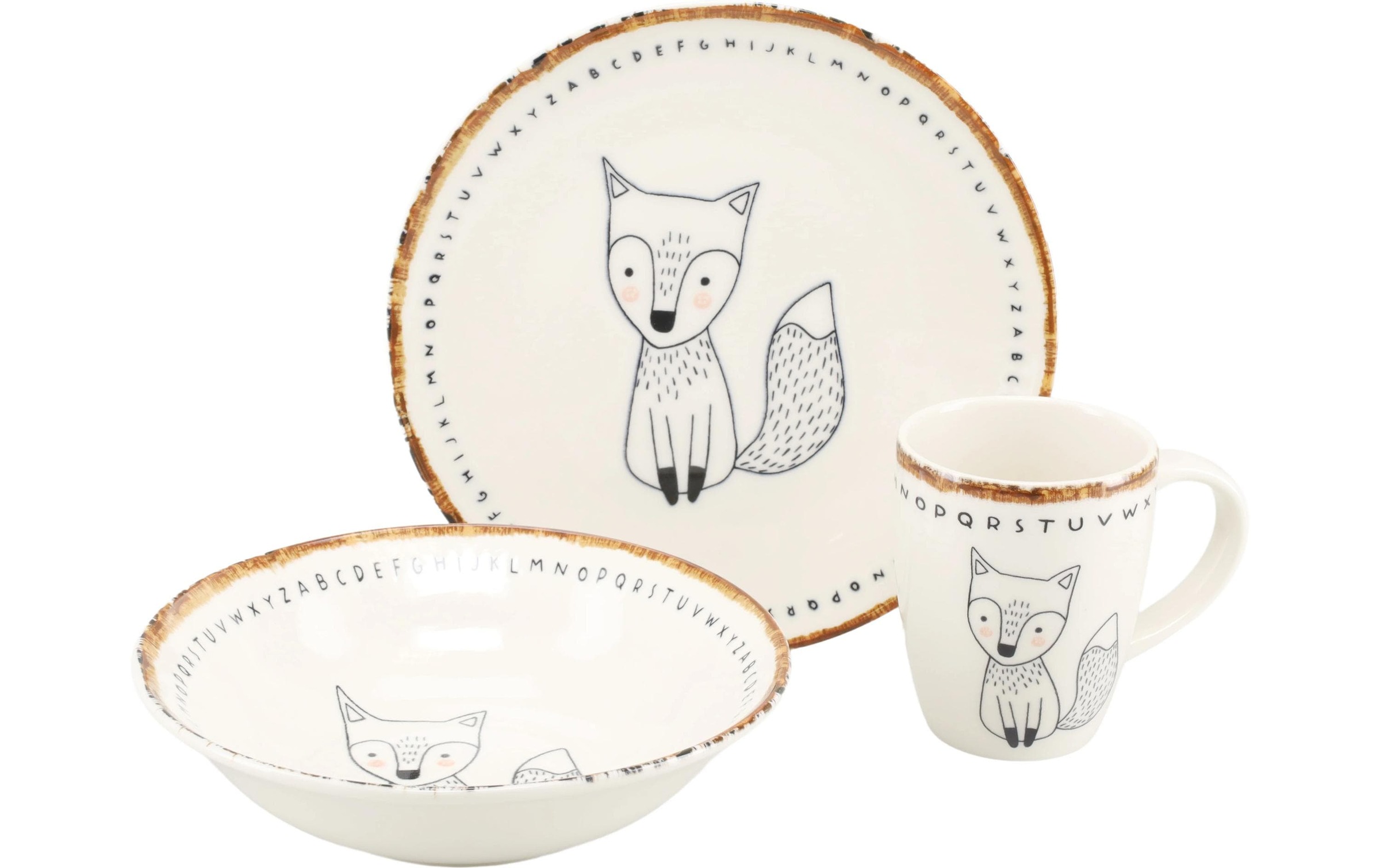 Image of CreaTable Kindergeschirr-Set "Freunde des Waldes Fuchs Steinzeug, 3-tlg"