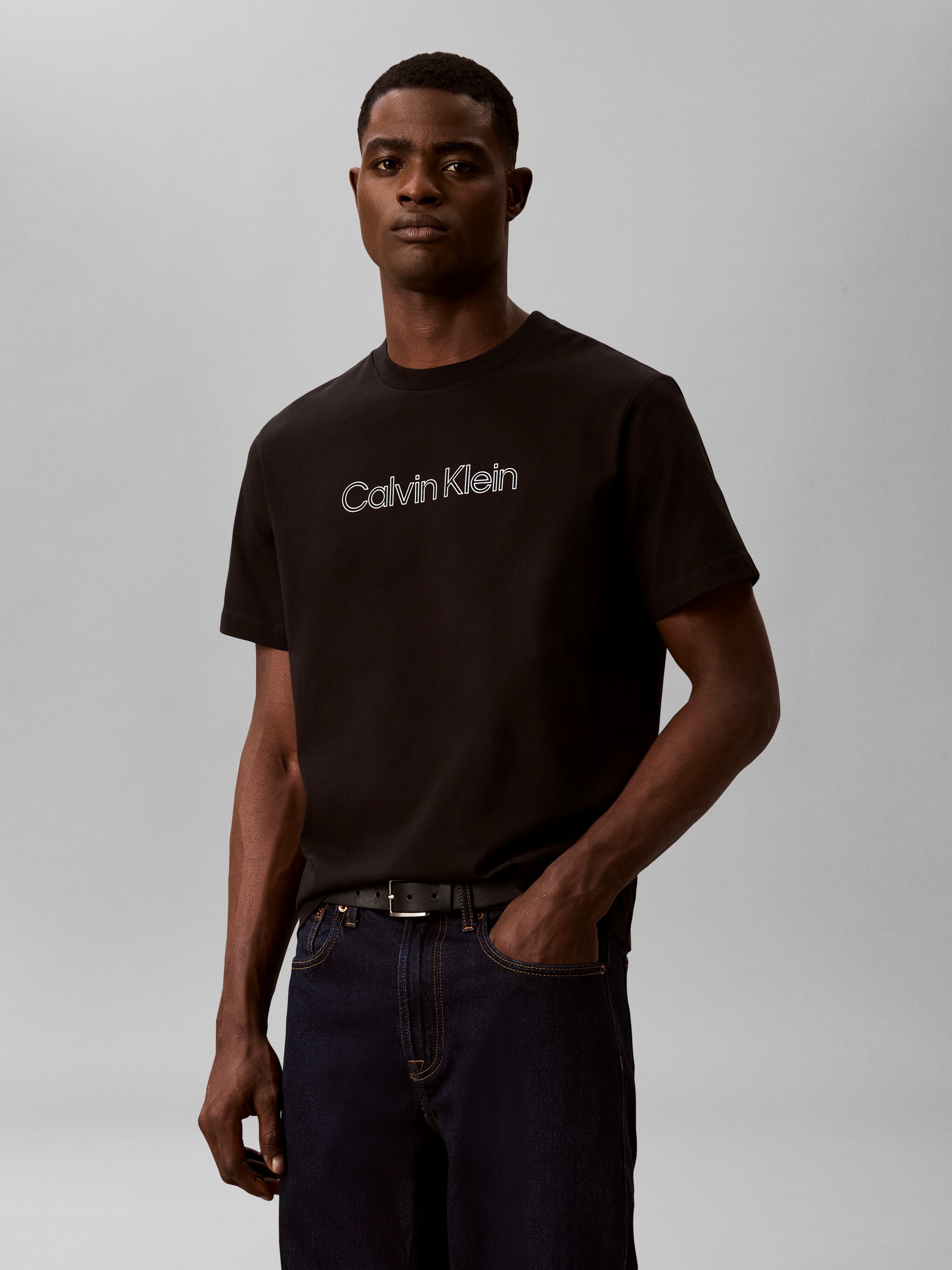 Image of Calvin Klein T-Shirt Rundhalsausschnitt, reine Baumwolle, Logoschriftzug