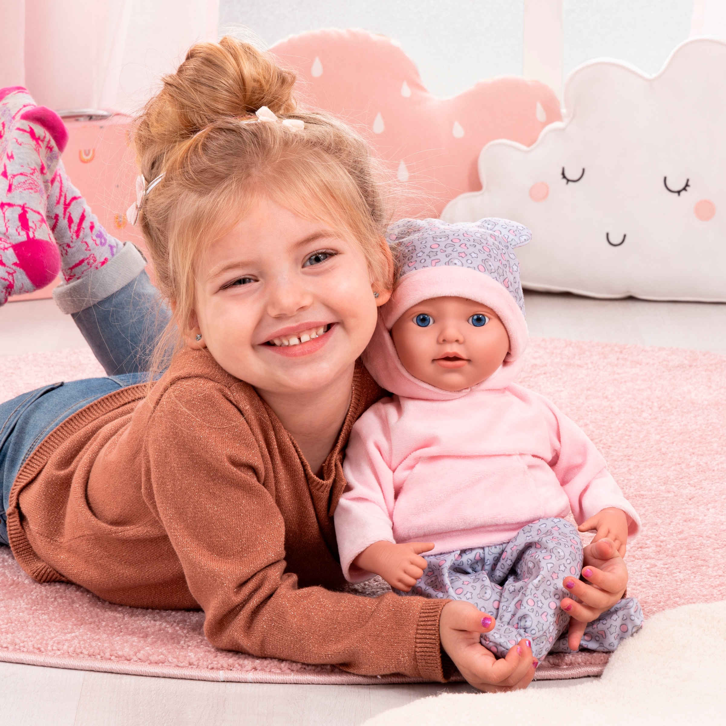 Bayer Babypuppe »Reborn Baby, 38 cm Bärenmuster«