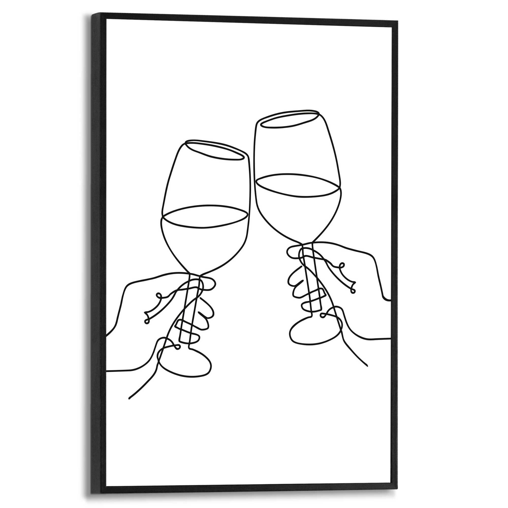 Image of Reinders Poster "Wein" Küche - Schwarz-Weiss - MDF - Line Art - 20x30 cm