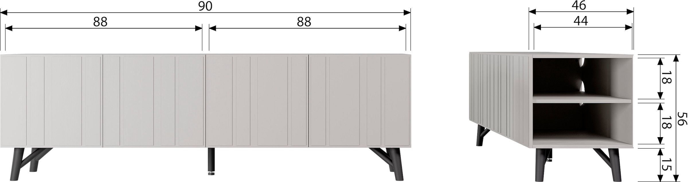 WOOOD Lowboard »Miller TV-Kommode«, Kommode mit klaren Linien, H 56 cm x B 181 cm