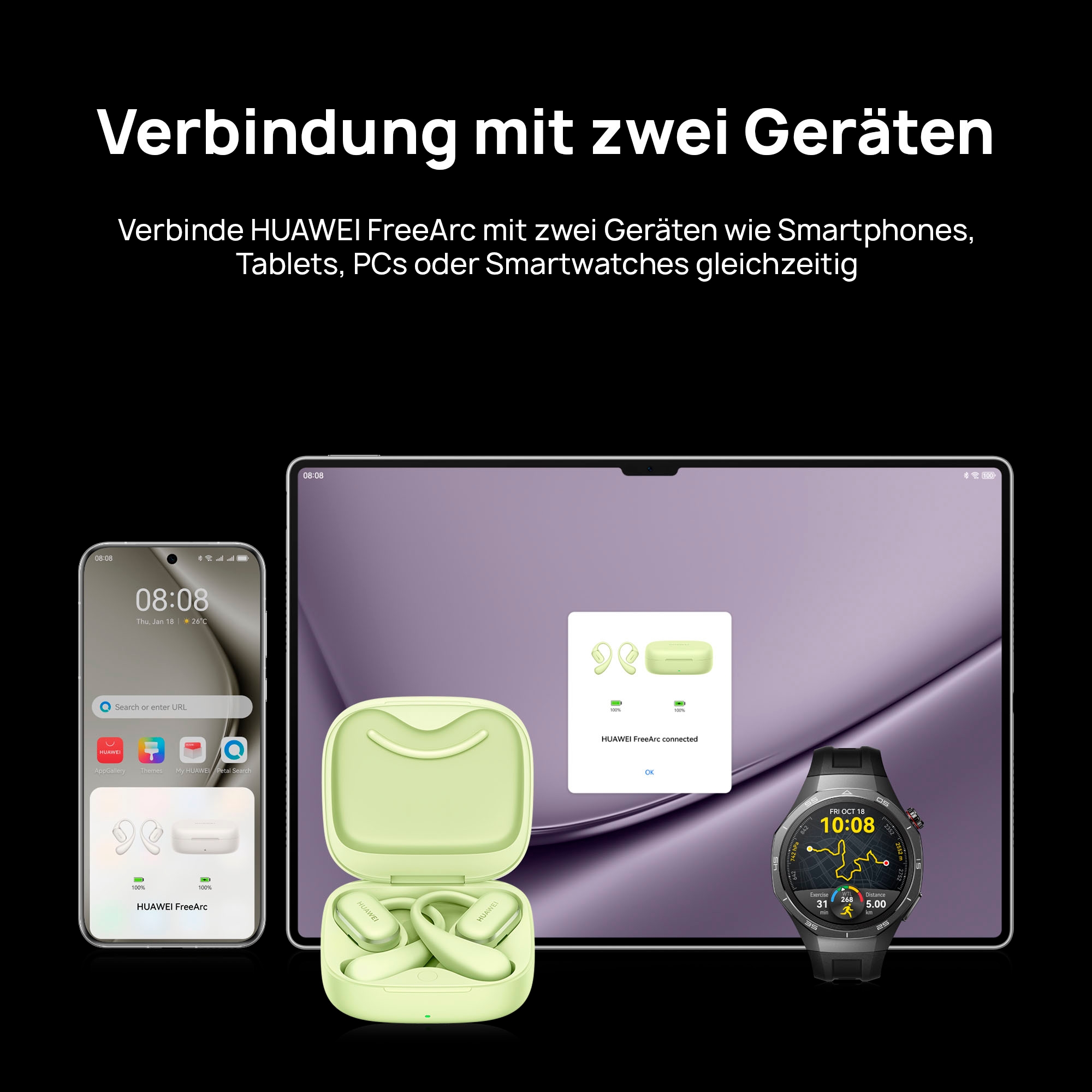 Huawei Open-Ear-Kopfhörer »FreeArc« A2DP Bluetooth Freisprechfunktion