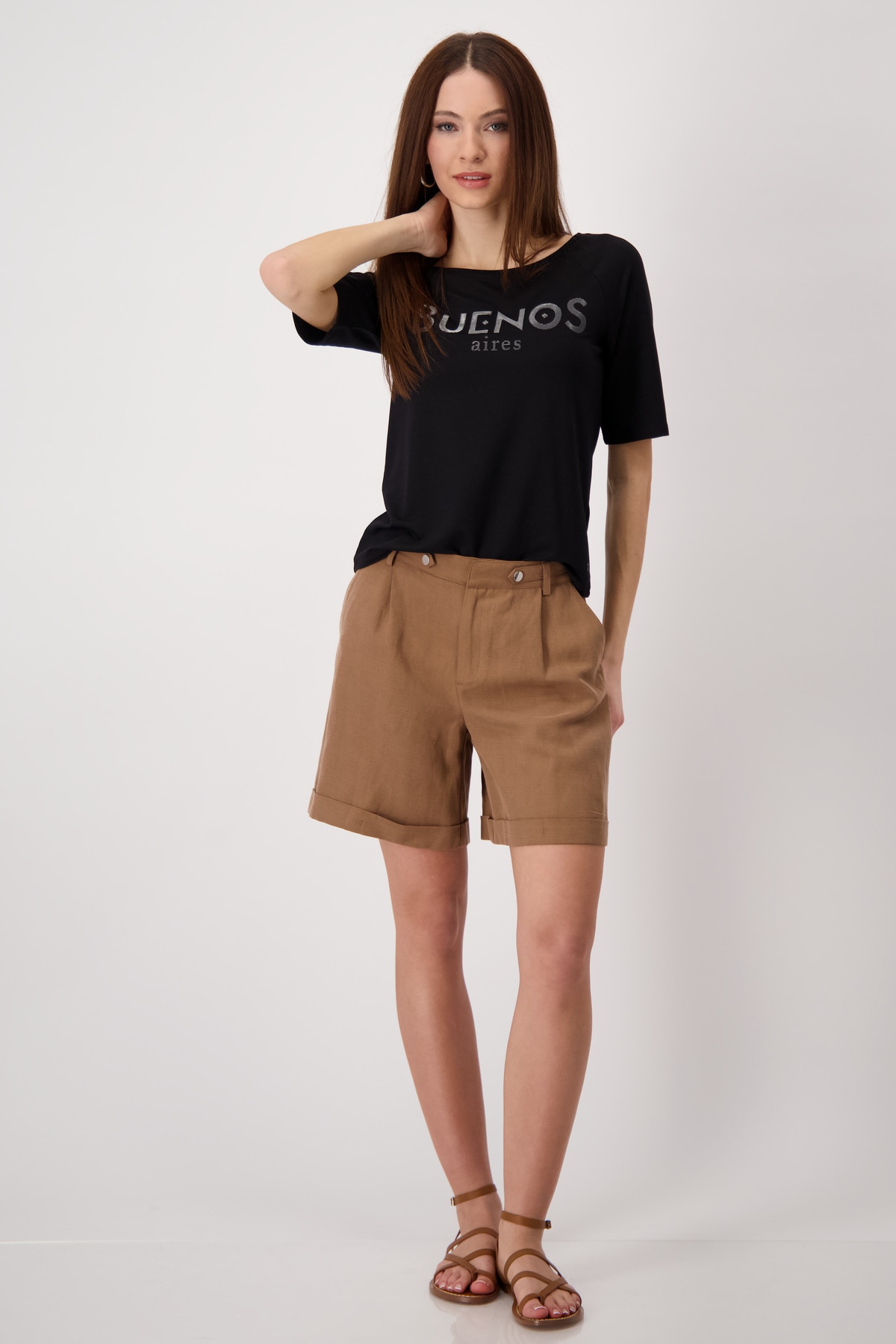 Monari Rundhalsshirt, mit Folienglanzdruck