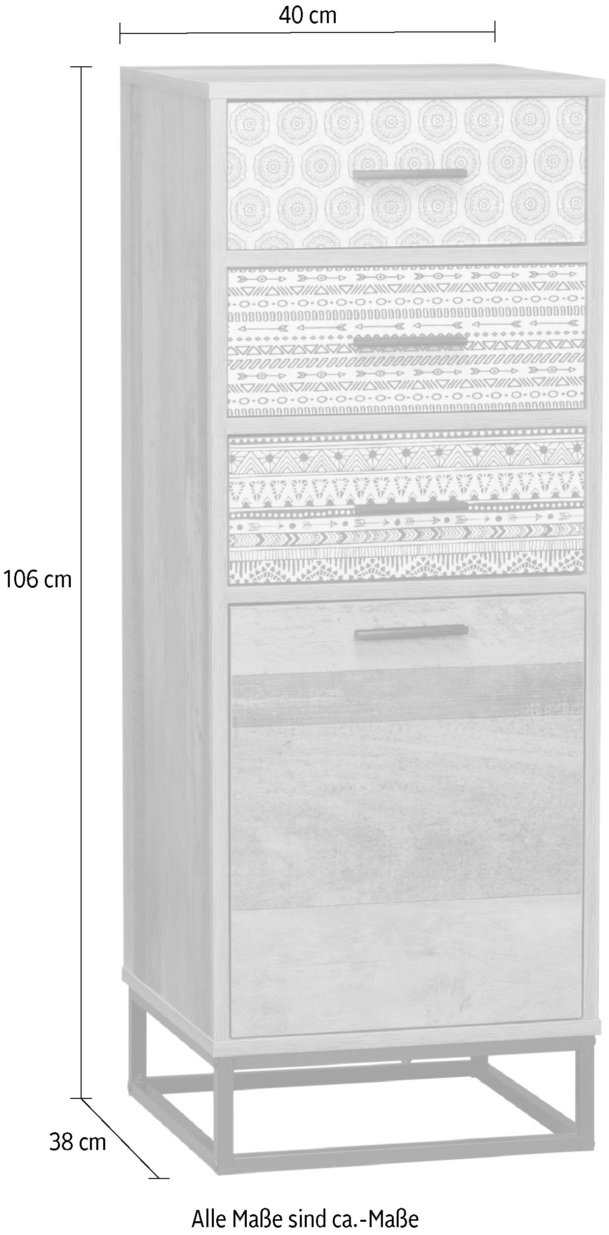 SIT Commode »Mailbox mit 3 Schubladen und Tür in Holzoptik« Façades décoratives à motifs noir et blanc dans un design scandinave