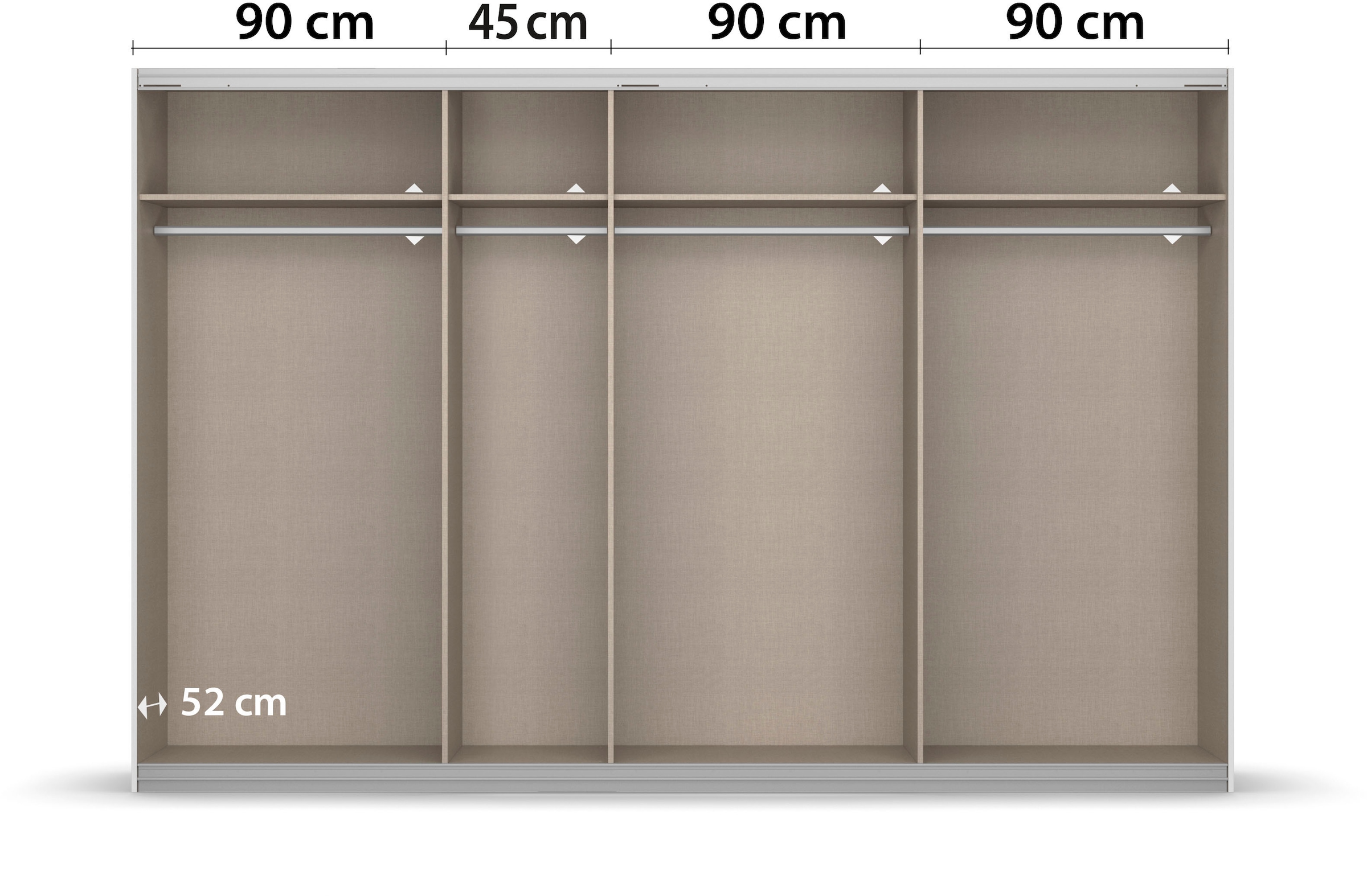 rauch Armoire à portes coulissantes »Kleiderschrank Schrank Garderobe Wäscheschrank Ankleide SYNCRONO« Mitteltüren öffnen parallel, Breiten 271/316/361 cm Höhen 211/230 cm,  Mitteltüren mit praktischer Synchron-Öffnung MADE IN GERMANY