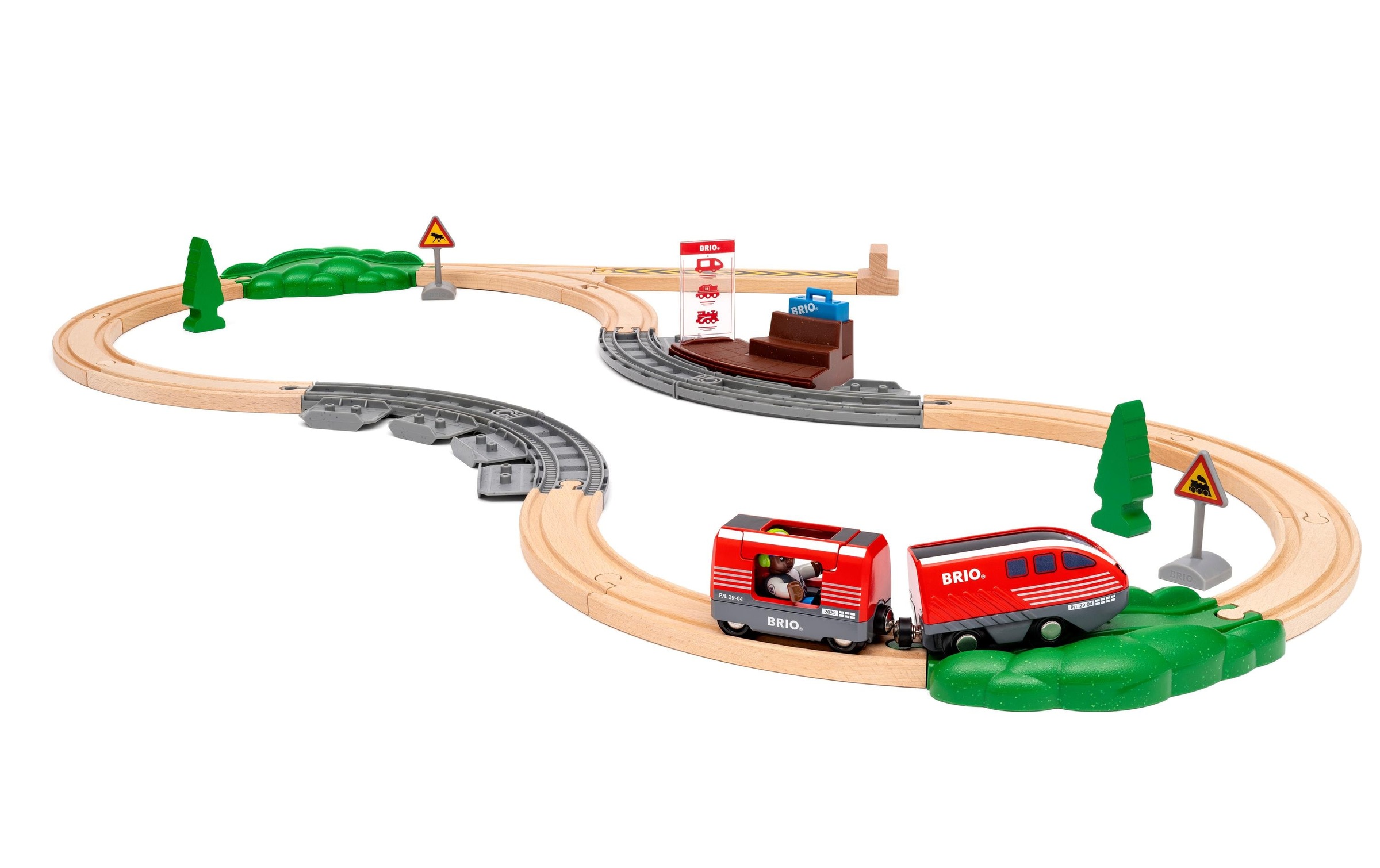 Image of BRIO Spielzeug-Eisenbahn "Eisenbahn Pull Back Train Set"