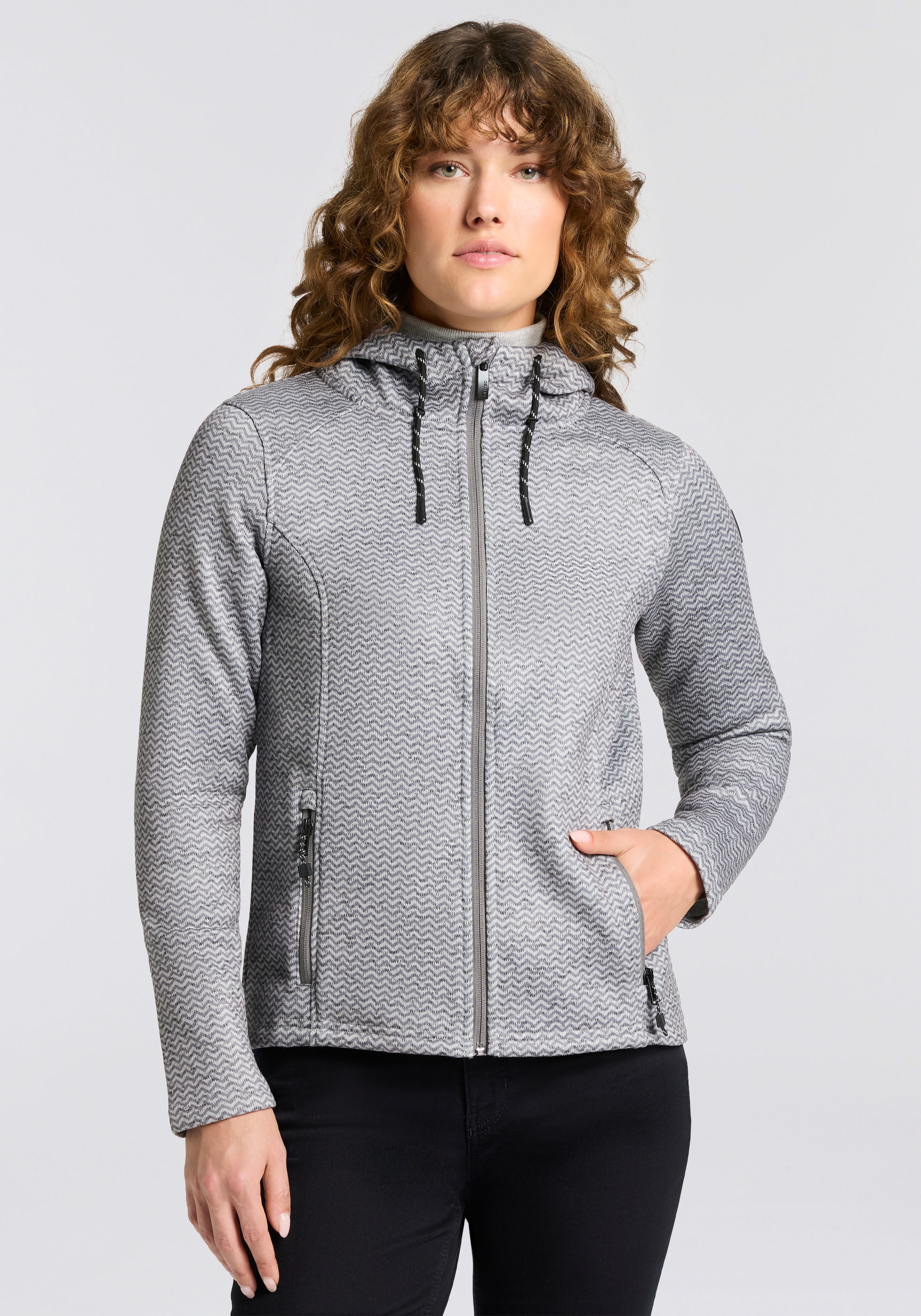 Image of Killtec Strickfleecejacke "KOW 5 WMN KNTFLC JCKT" Übergangsjacke mit verstellbarer Kapuze, mit Seitentaschen mit Zipper