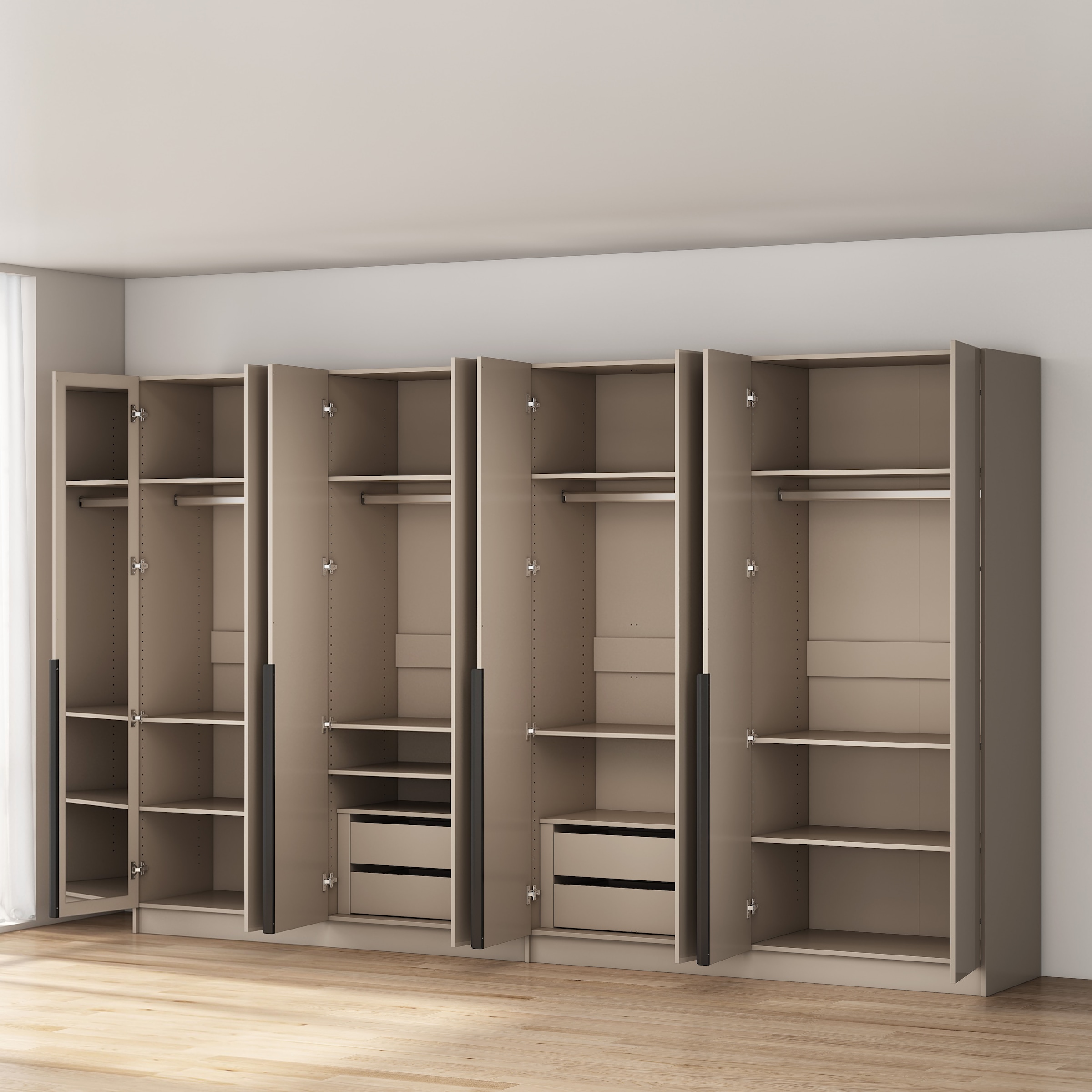 GOODproduct »Annor Schlafzimmerschrank Breite 323 cm hochglanz Schrank Garderobe« Armoire à portes battantes avec aménagement intérieur parfait - poignées de porte élégantes