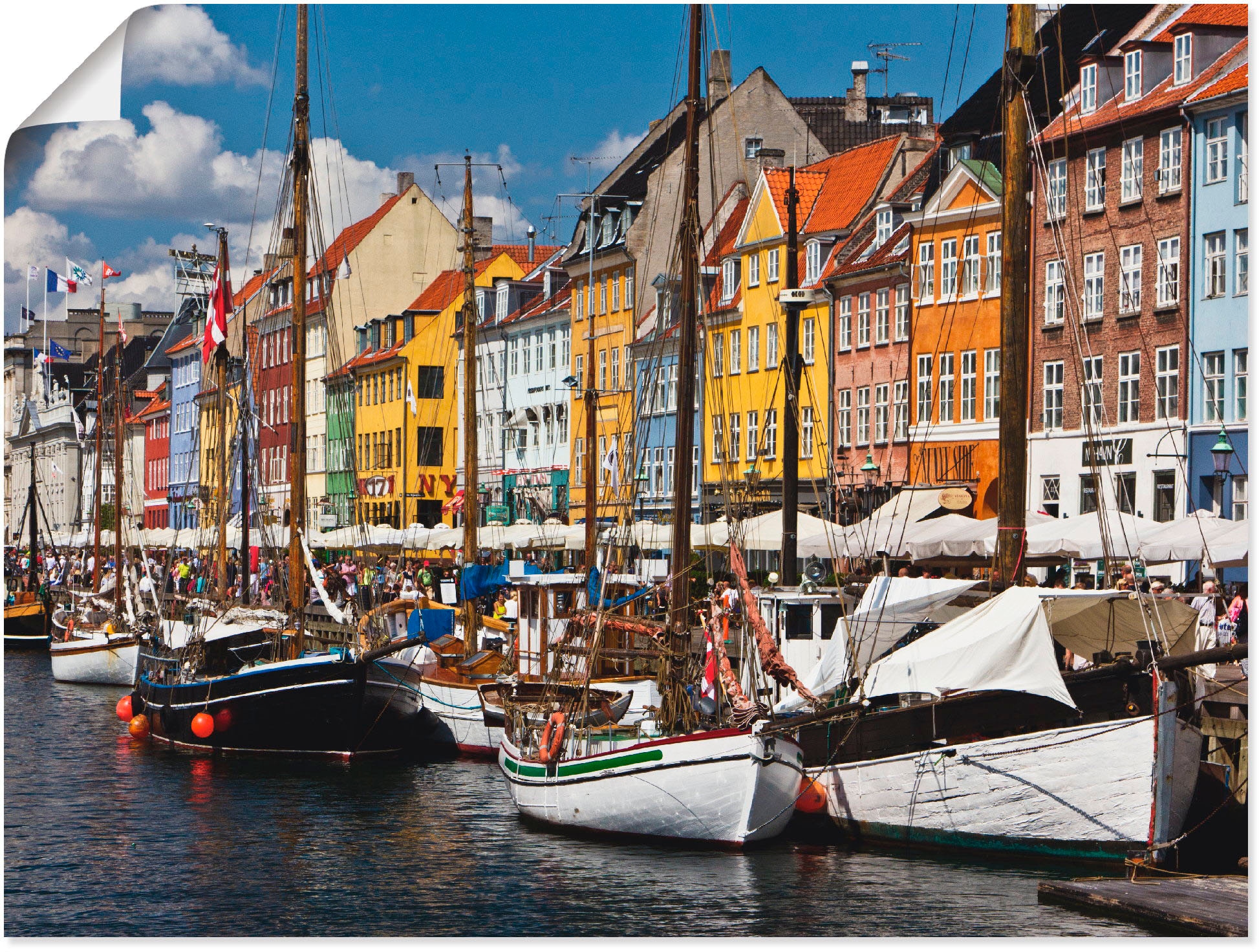 Image of Artland Wandbild »alter Hafen in Kopenhagen 2«, Boote & Schiffe, (1 St.), in vielen Grössen & Produktarten - Alubild / Outdoorbild für den Aussenbereich, Leinwandbild, Poster, Wandaufkleber / Wandtattoo auch für Badezimmer geeignet bei Ackermann Versand S