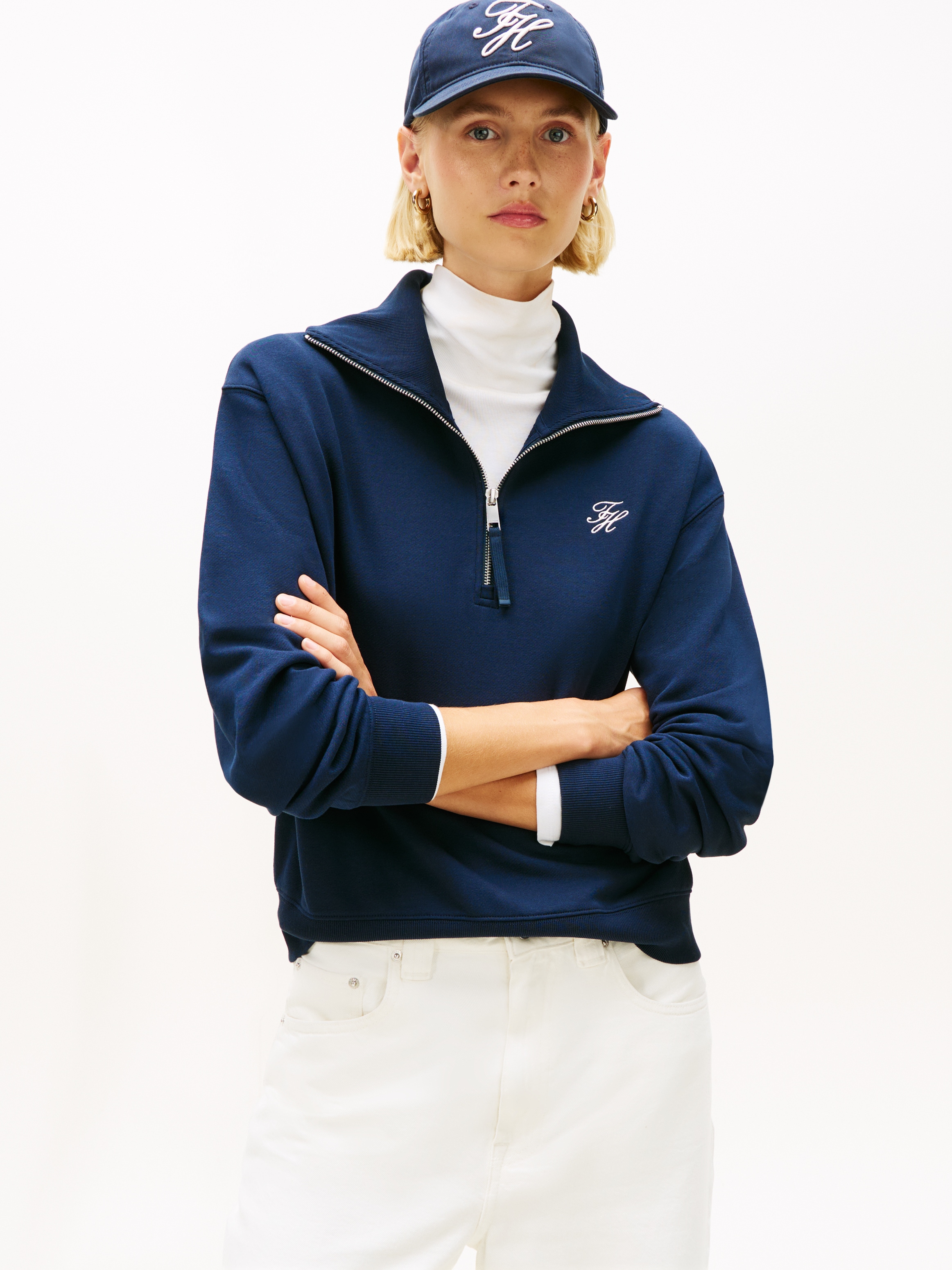 Image of Tommy Hilfiger Sweatshirt "TH SCRIPT HALF ZIP TERRY SWTSHRT"