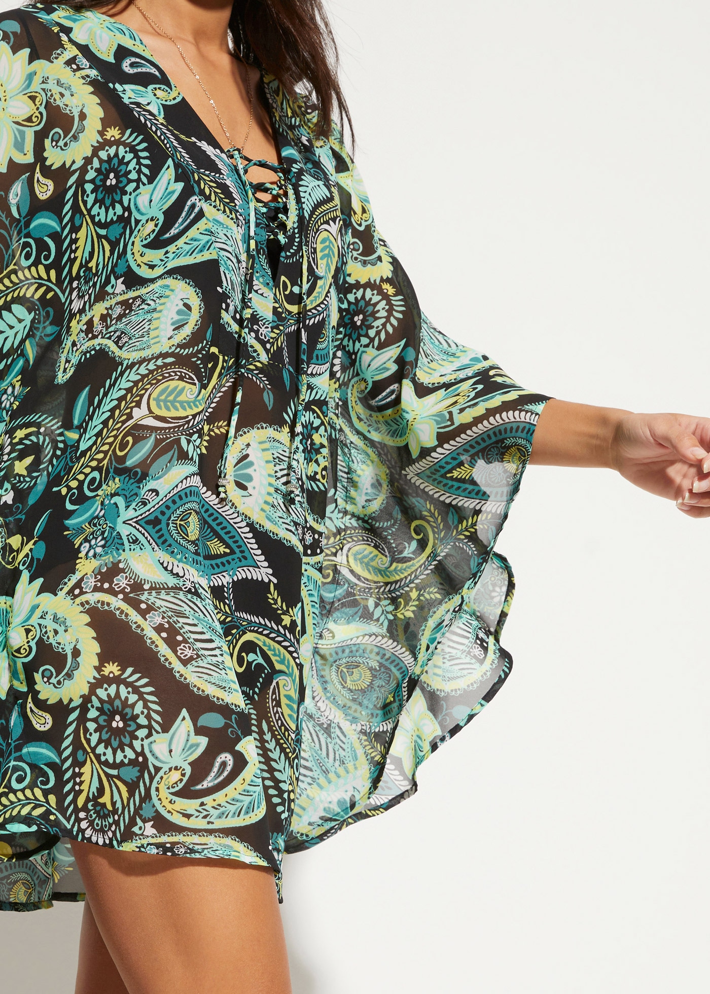 bonprix Robe tunique »Strandtunika aus leichtem Chiffon« aus leichtem Chiffon, lockere loose fit Passform, mit Paisley-Muster