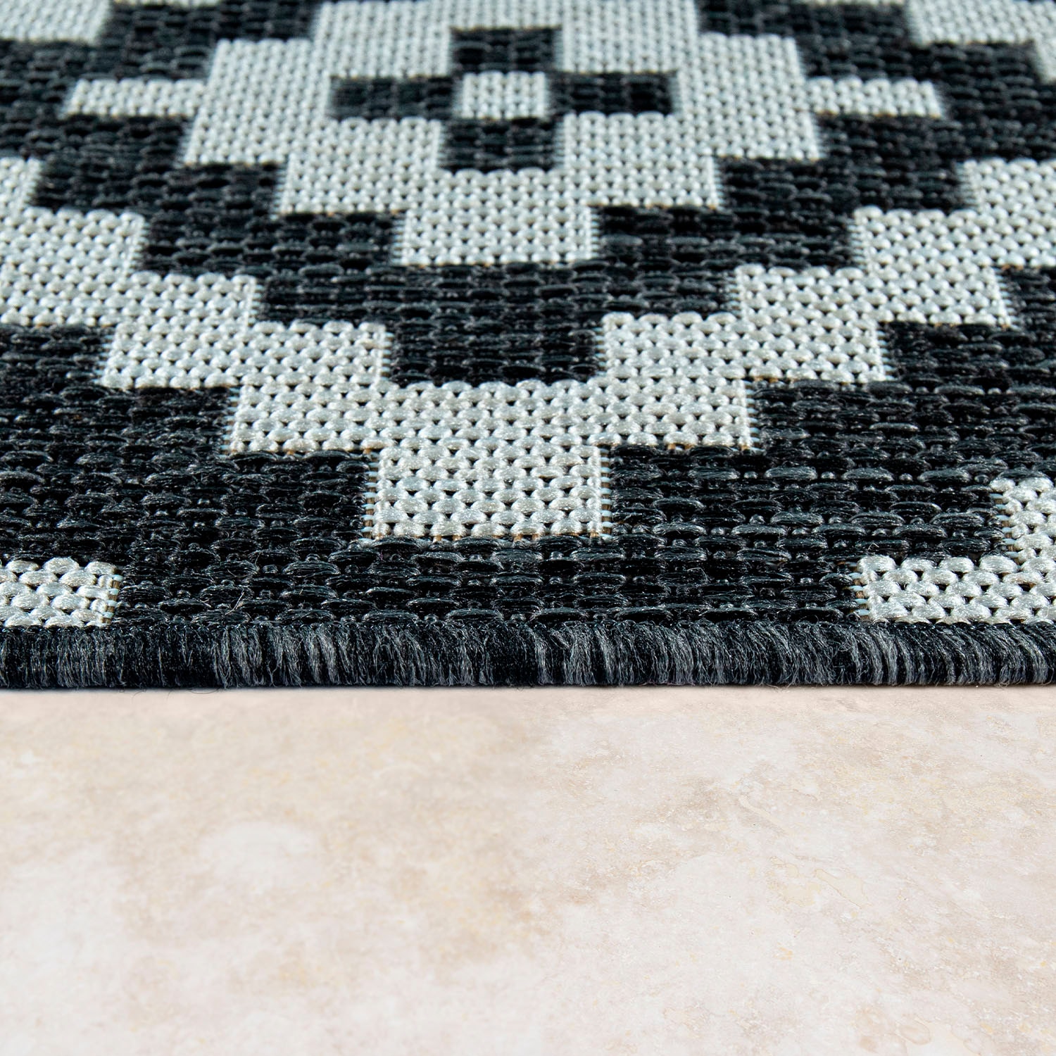 Paco Home Teppich »Coco 201«, rechteckig, 4 mm Höhe, Flachgewebe, Rauten Design, In- und Outdoor geeignet, Wohnzimmer