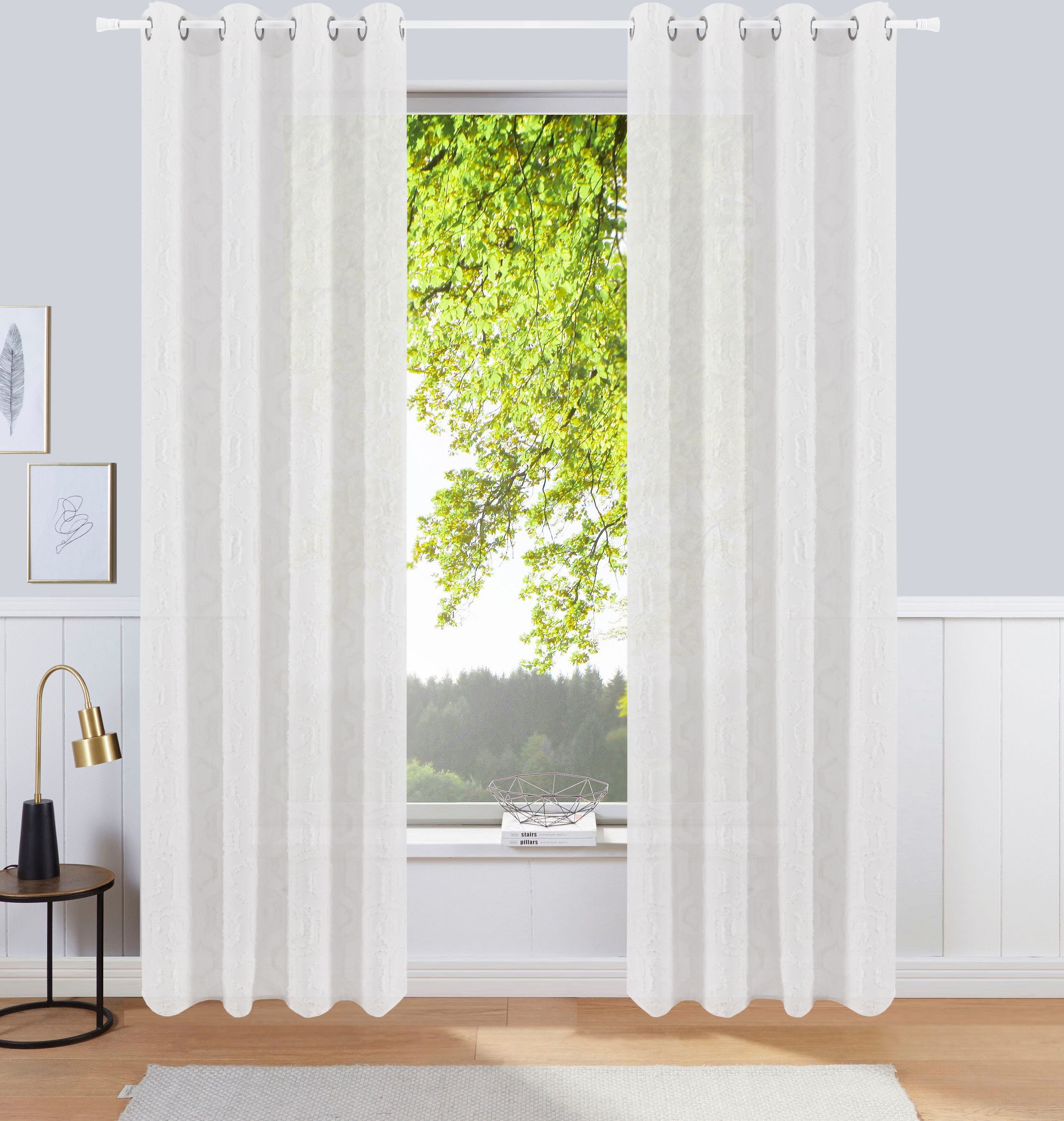 Image of Bruno Banani Gardine »Sabin«, (1 St.), halbtransparent, gewebt, gemustert, Fransenoberfläche, verschiedene Grössen bei Ackermann Versand Schweiz