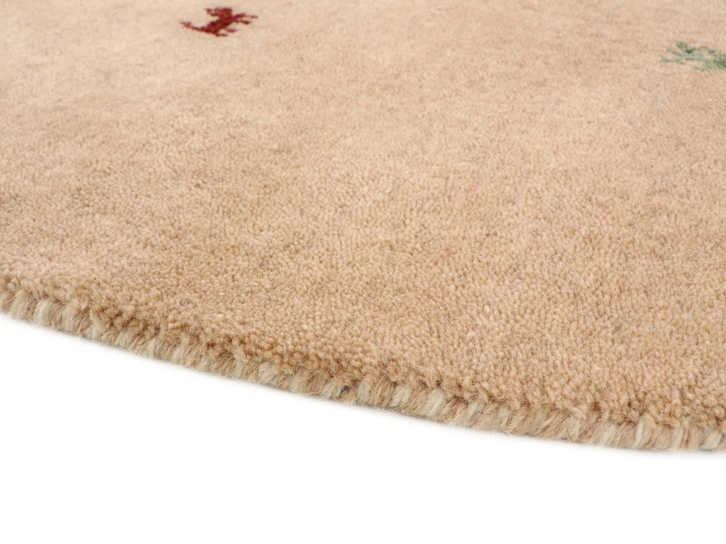 carpetfine Wollteppich »Gabbeh Uni«, rund, 15 mm Höhe, reine Wolle handgewebt, Gabbeh Tiermotiv warmes Raumklima viele Grössen