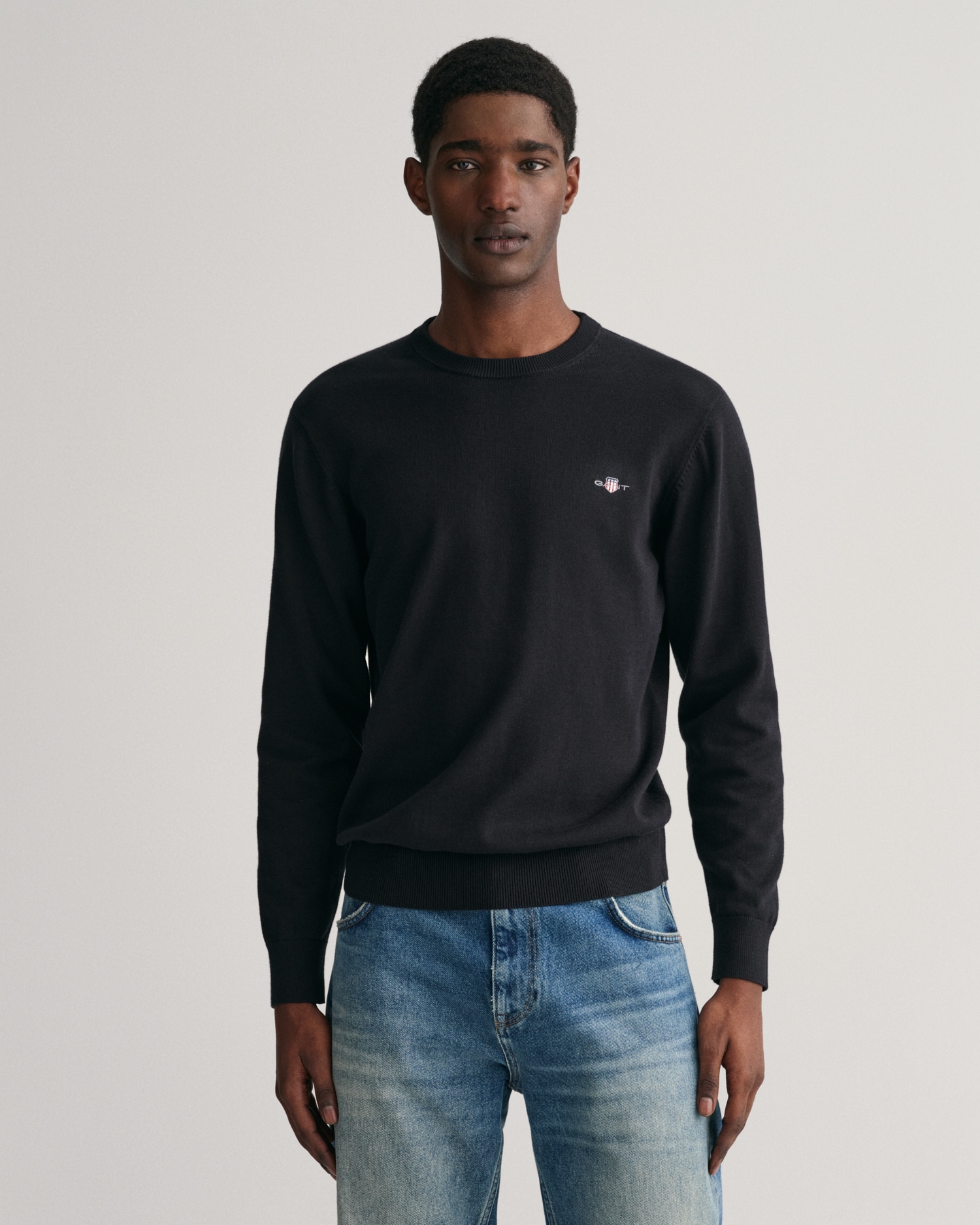 Gant Rundhalspullover »CLASSIC COTTON C-NECK«, Premium Strickpullver aus weicher 100% Baumwolle, Übergangspullover