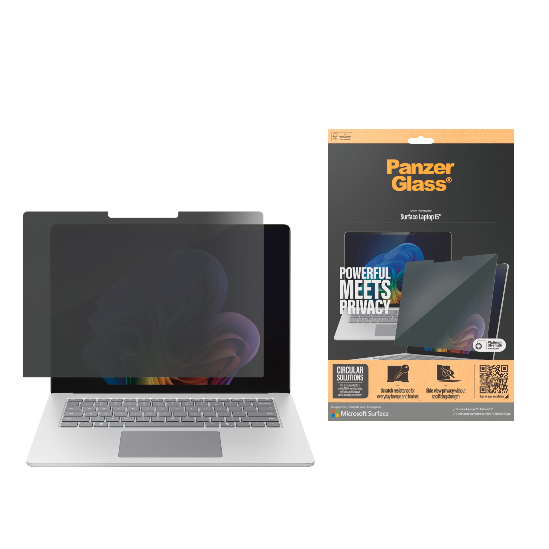 Image of CARE by PanzerGlass Displayschutzfolie "Privacy Filter Screen Protector" für Microsoft Laptop 15 7th Edition Displayschutz, Schutzfolie, Blickschutz, kratz- & stossfest