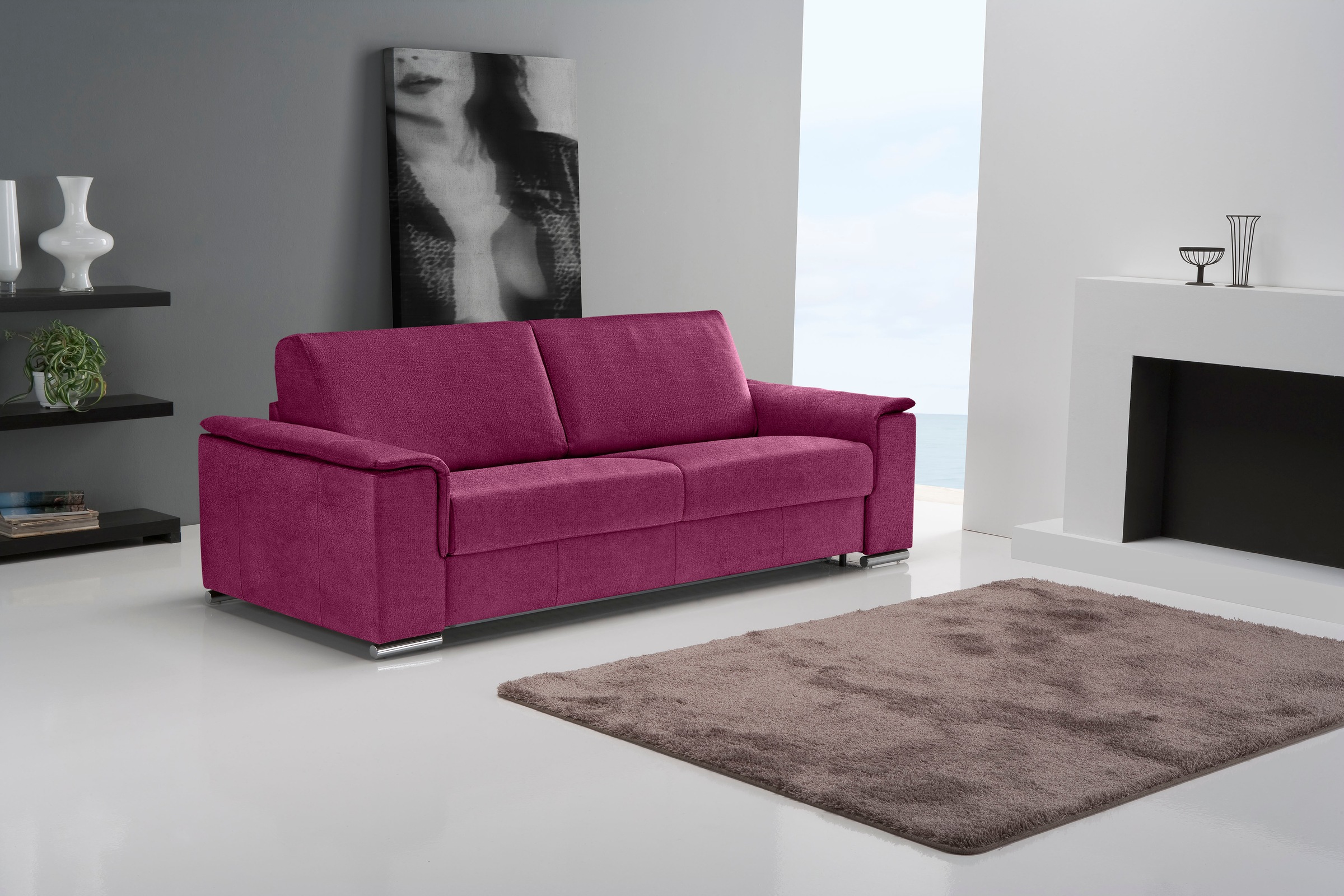 Image of Egoitaliano Schlafsofa "Cecilia, modern & elegant, erstklassiger Sitzkomfort, Dauerschläfer" inkl. Matratze und hochwertigem Metallbettrahmen, toller Schlafkomfort