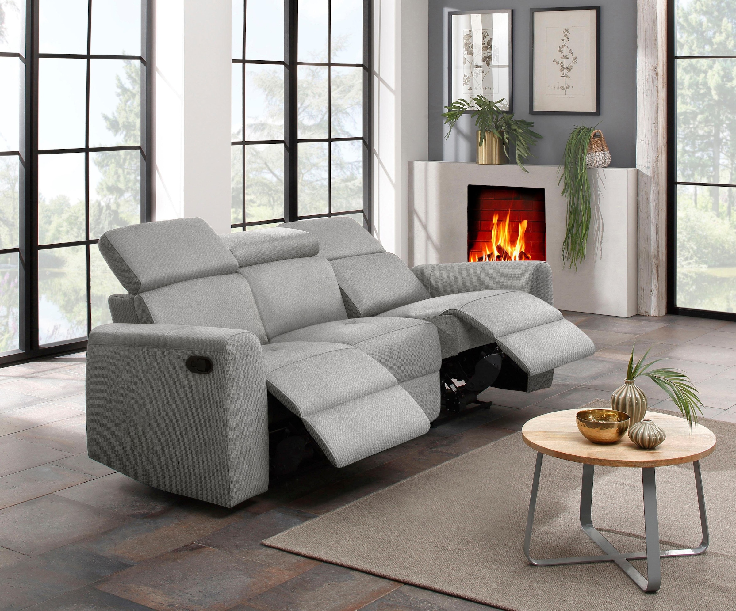 Home affaire 3-Sitzer »Sentrano« auch mit elektrischer Funktion mit USB-Anschluss, in 4 Bezugsvarianten