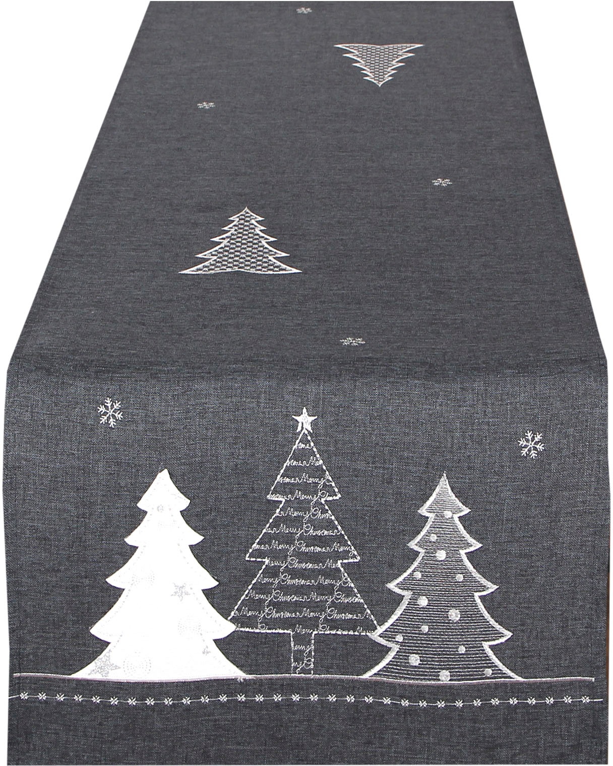 Delindo Lifestyle Tischläufer "Tannenbaum" Glattes Gewebe, bestickt