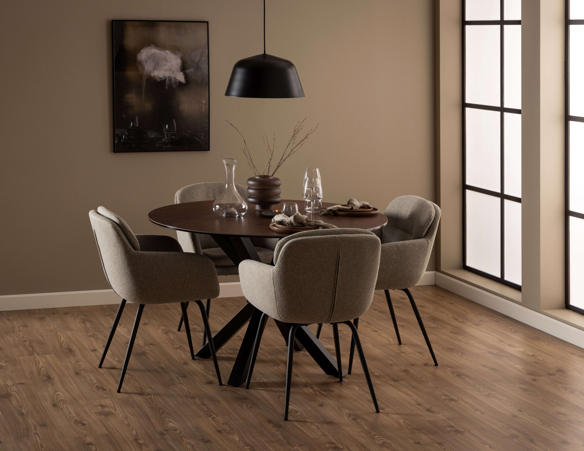 ACTONA GROUP Chaise de salle à manger »Dora mit Armlehnen - gepolstert & bequem, moderner Küchenstuhl« () Revêtement en tissu agréable & grand confort d’assise pour une position détendue