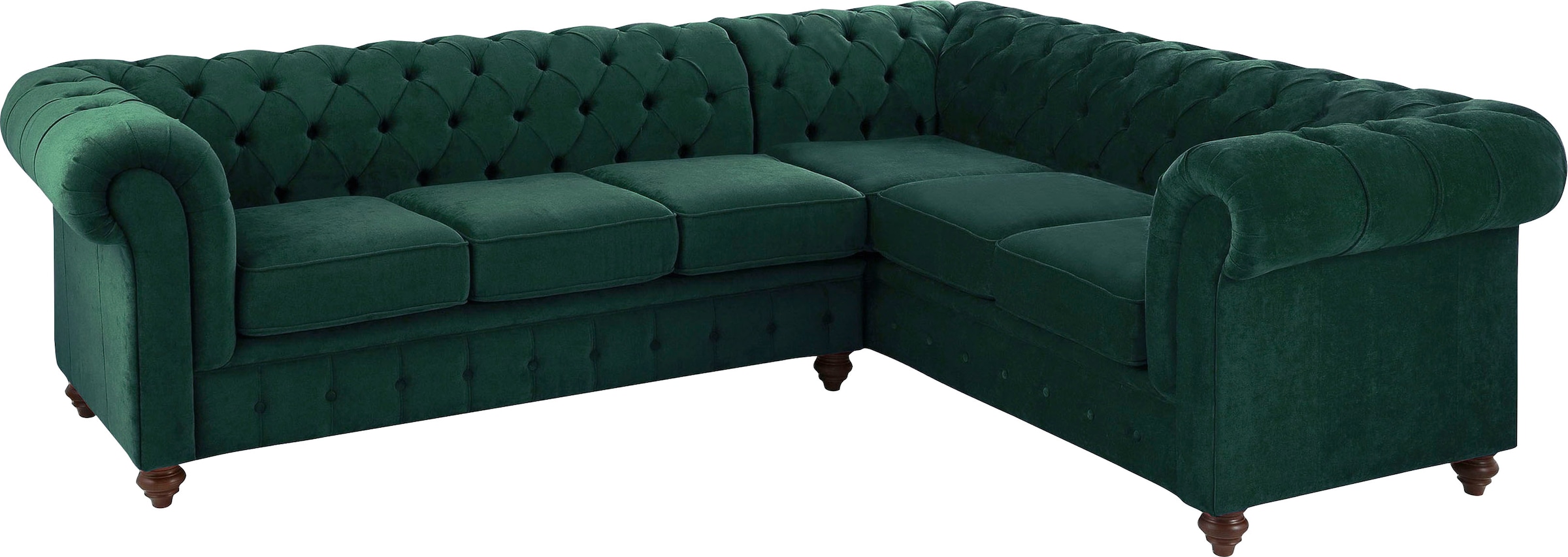 Home affaire Chesterfield-Sofa »Duc Ecksofa L-Form«, hochwertige Knopfheftung im Rücken, Samtoptik mit changierender Optik