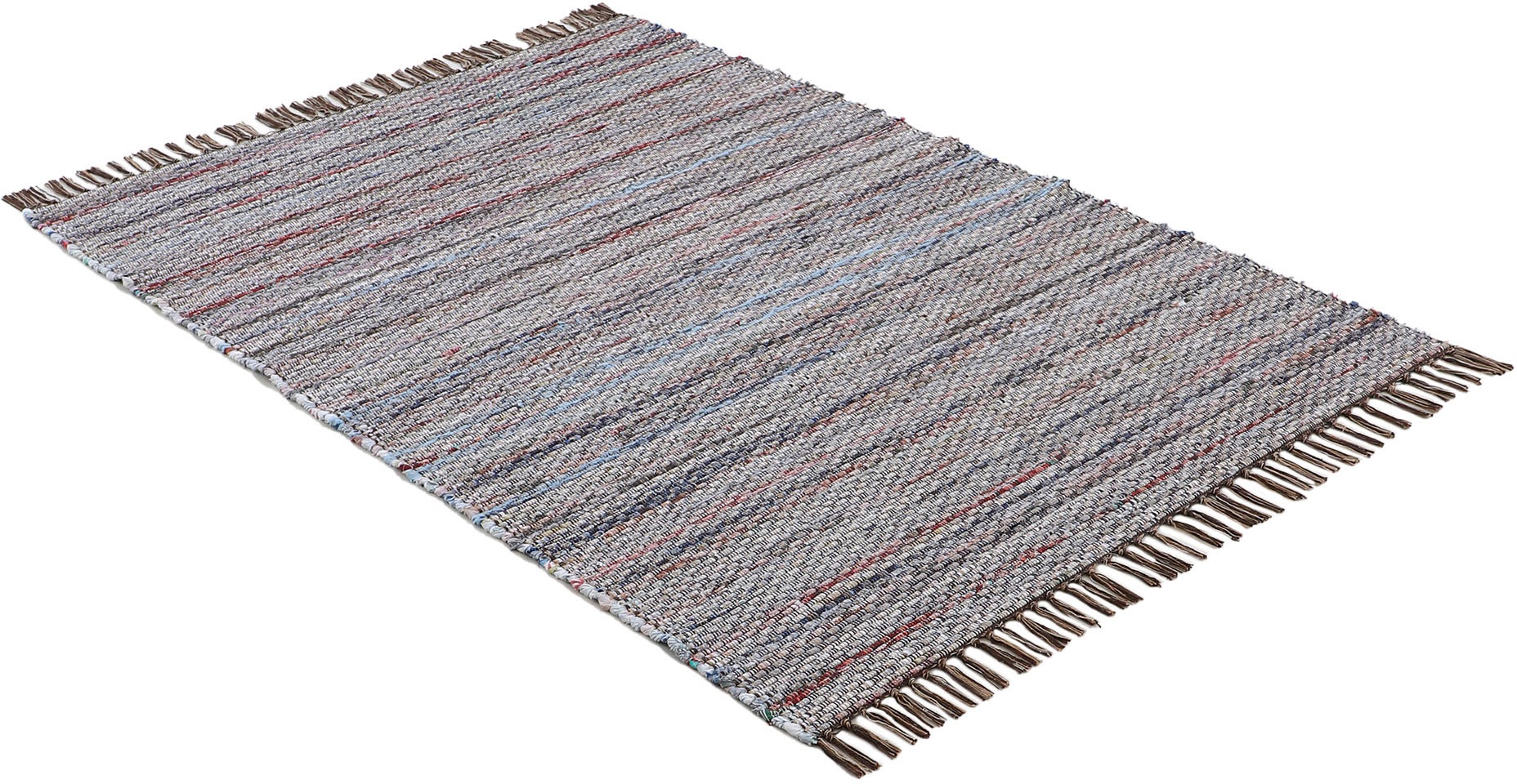 carpetfine Teppich »Kelim Chindi, Wendeteppich«, rechteckig, 6 mm Höhe, handgewebt, Fleckerlteppich mit Fransen, auch vielen in Läufergrössen
