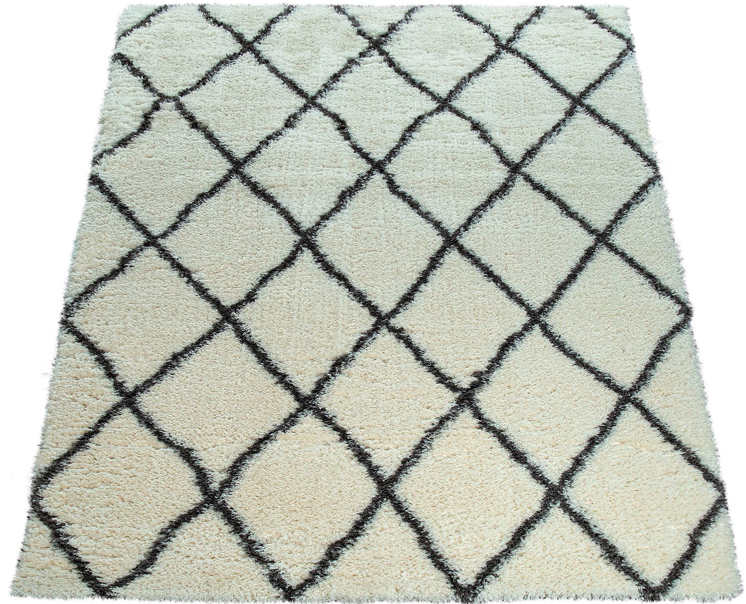 Image of Paco Home Hochflor-Teppich "Maghreb 075" rechteckig 54 mm Höhe Rauten Muster, Scandi Design, weich und flauschig