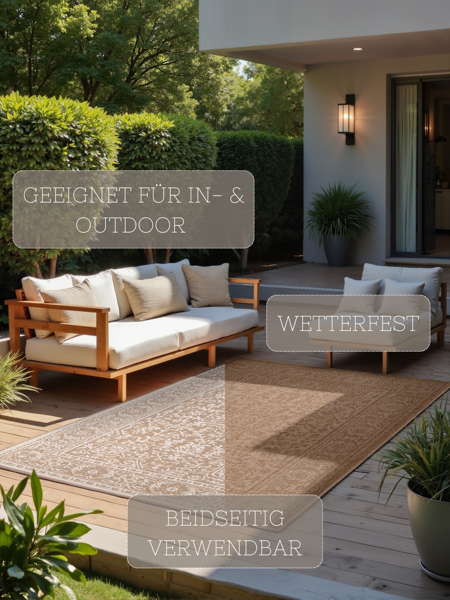 HANSE Home Outdoorteppich »Kona Wendeteppich«, rechteckig, 5 mm Höhe, In und Outdoor, Flachgewebe, wetterfest, pflegeleicht, robust