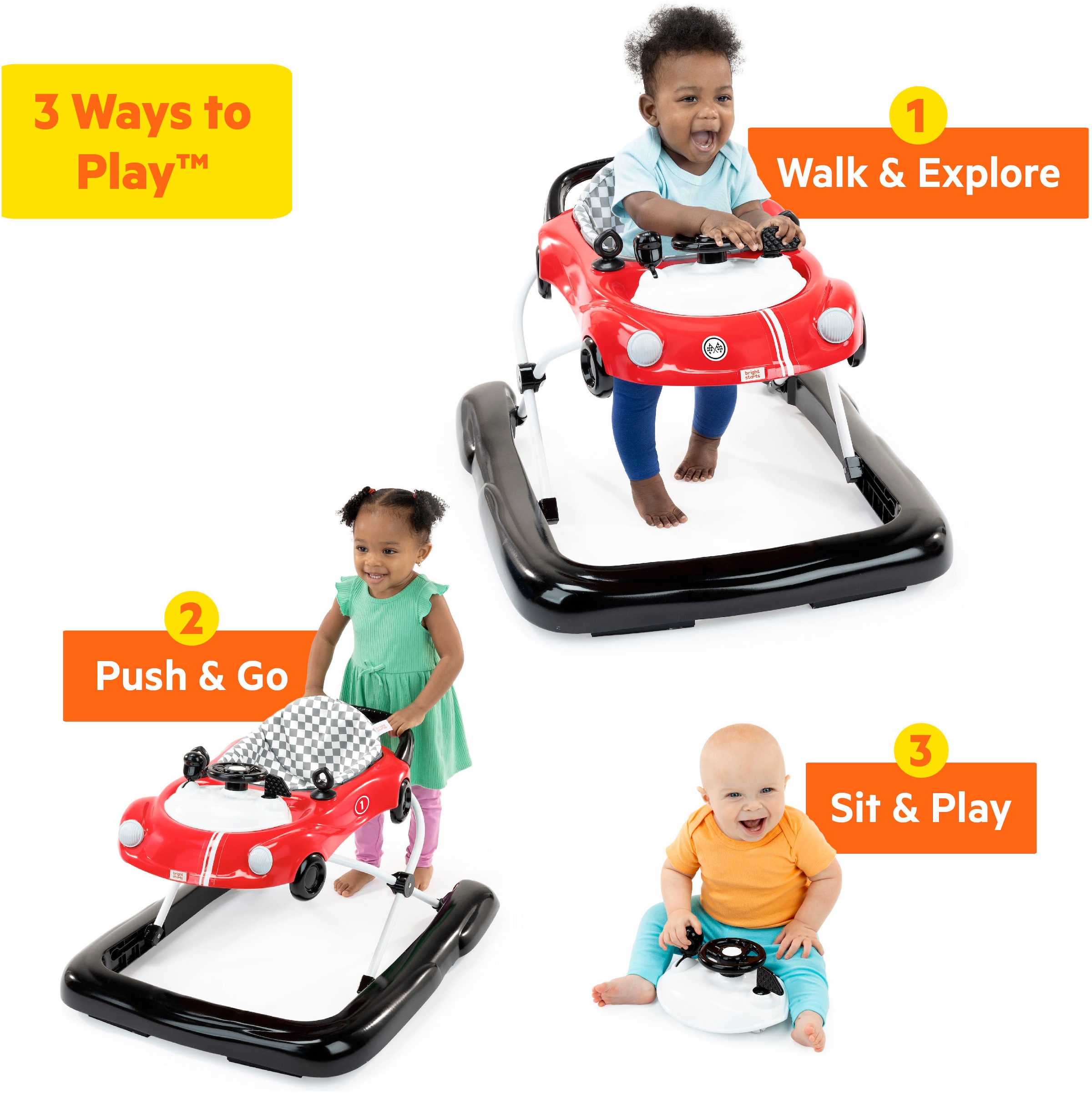 Bright Starts Trotteur »Little Speedster™ 3-in-1 Car Walker – Rot Racer«