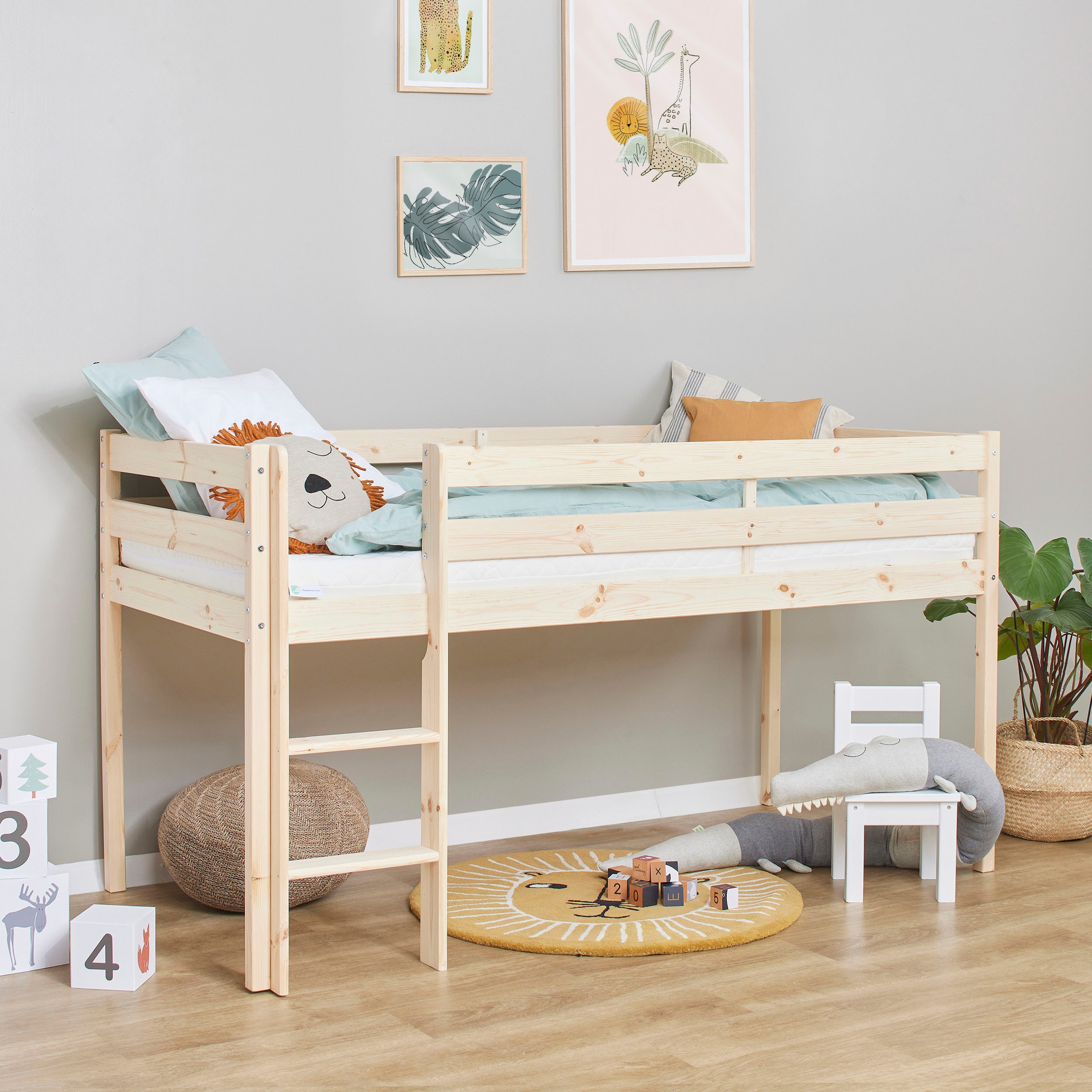 Hoppekids Spielbett »ECO COMFORT, Hochbett, in 2 Einzelbetten teilbar«, Höhe 72cm, Farbe & Grösse & Matratze