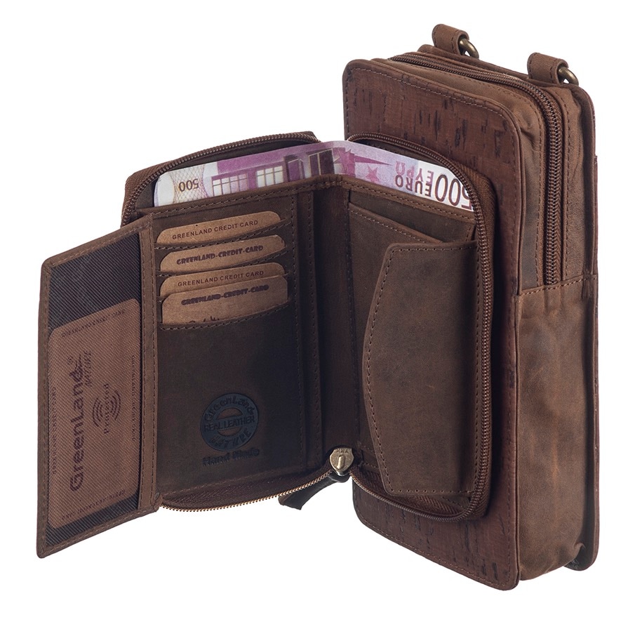 GreenLand Nature Handytasche »NATURE leather-cork«, mit aufgesetzter Geldbörse