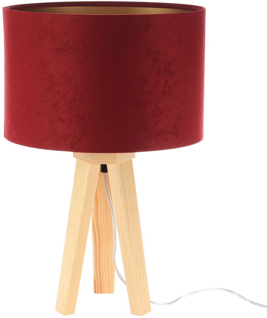 Image of Jens Stolte Leuchten Tischleuchte »Paula«, E27, 2 St., Textiltischleuchte, rot, Holzfuss, Stofftischleuchte bordeaux/gold bei Ackermann Versand Schweiz