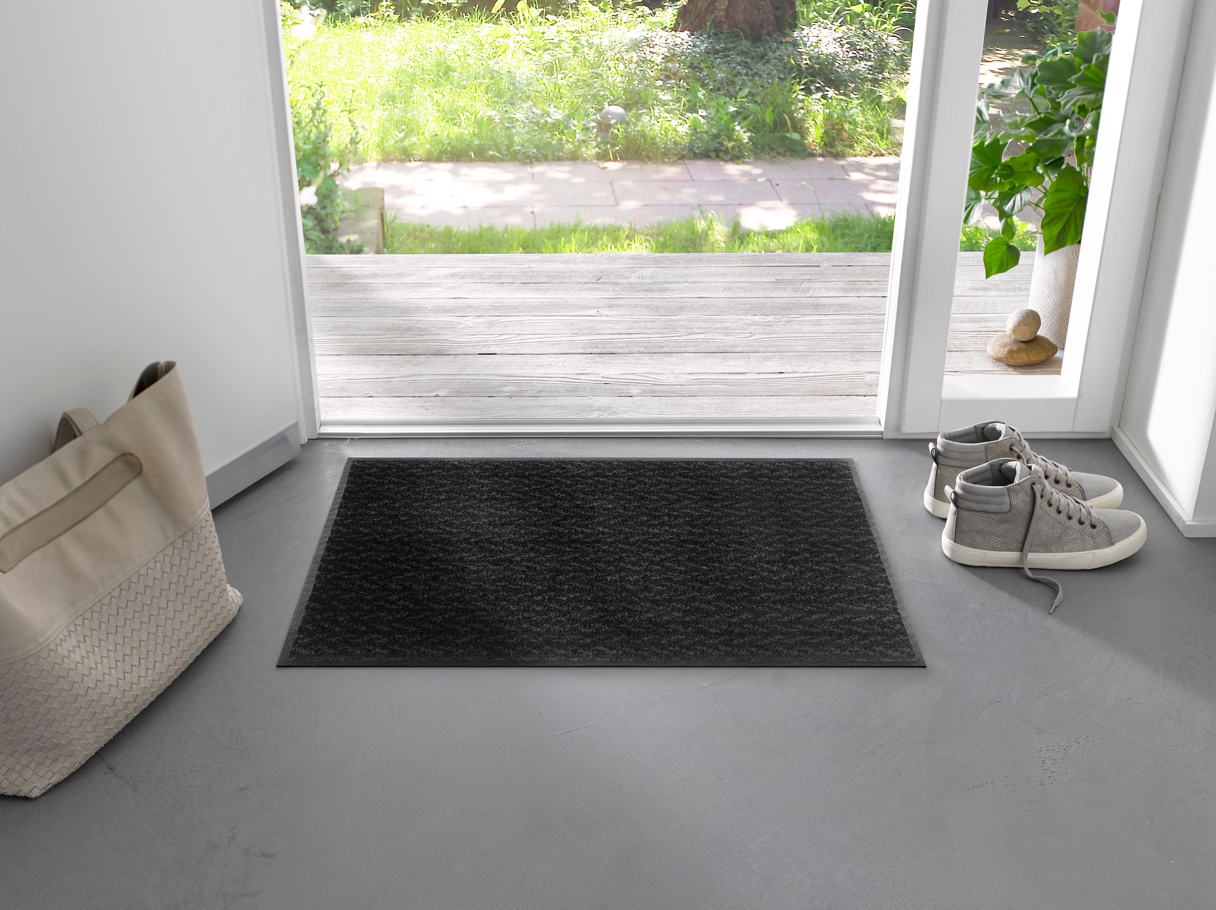 wash+dry by Kleen-Tex Fussmatte »Duo Charcoal«, rechteckig, 9 mm Höhe, Schmutzfangmatte, rutschhemmend, In- und Outdoor geeignet, waschbar