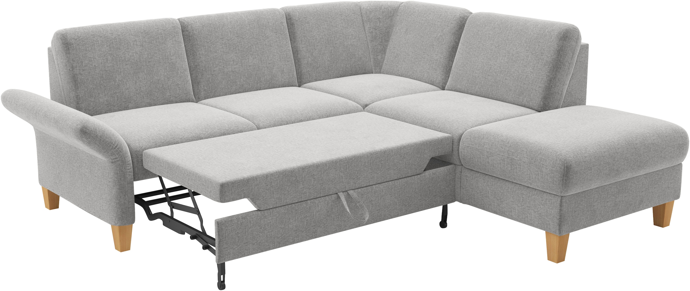 Home affaire Ecksofa »Rochelle«, wahlweise mit Armlverstellung, Klappbett mit Rollen & Bettkasten