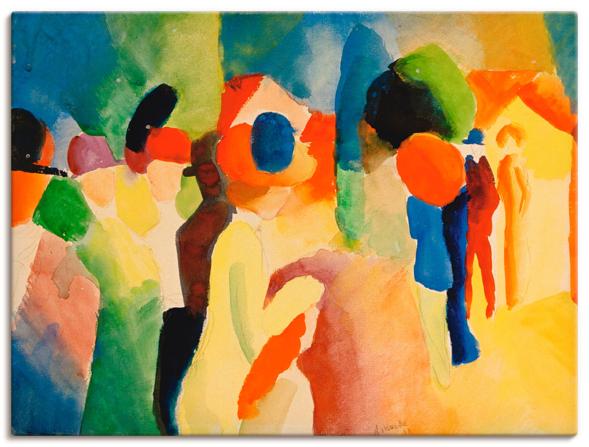 Image of Artland Wandbild »Mit gelber Jacke«, Gruppen & Familien, (1 St.), in vielen Grössen & Produktarten -Leinwandbild, Poster, Wandaufkleber / Wandtattoo auch für Badezimmer geeignet bei Ackermann Versand Schweiz