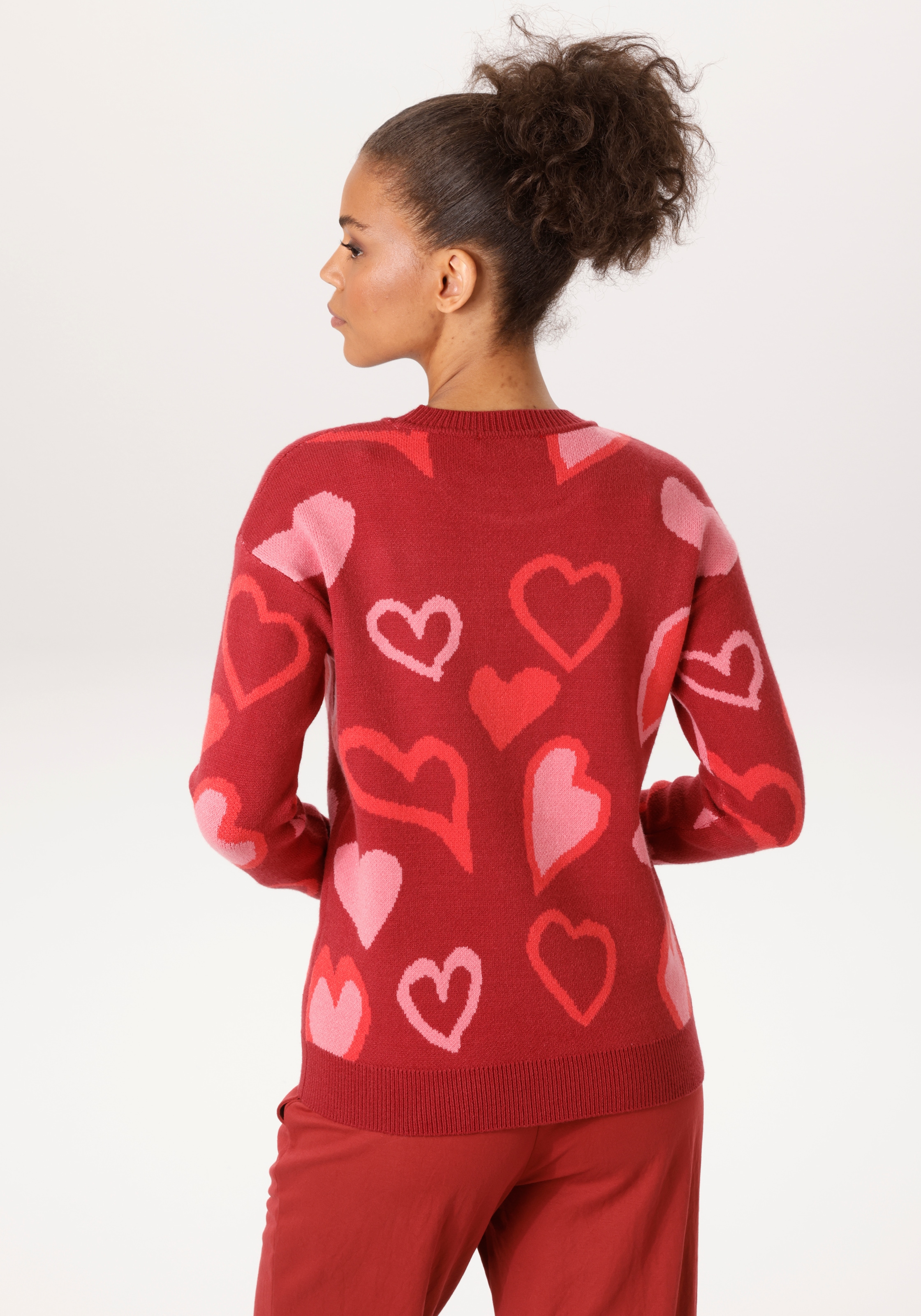 Aniston CASUAL Strickpullover mit eingestrickten, grafischen Herzen - NEUE KOLLEKTION