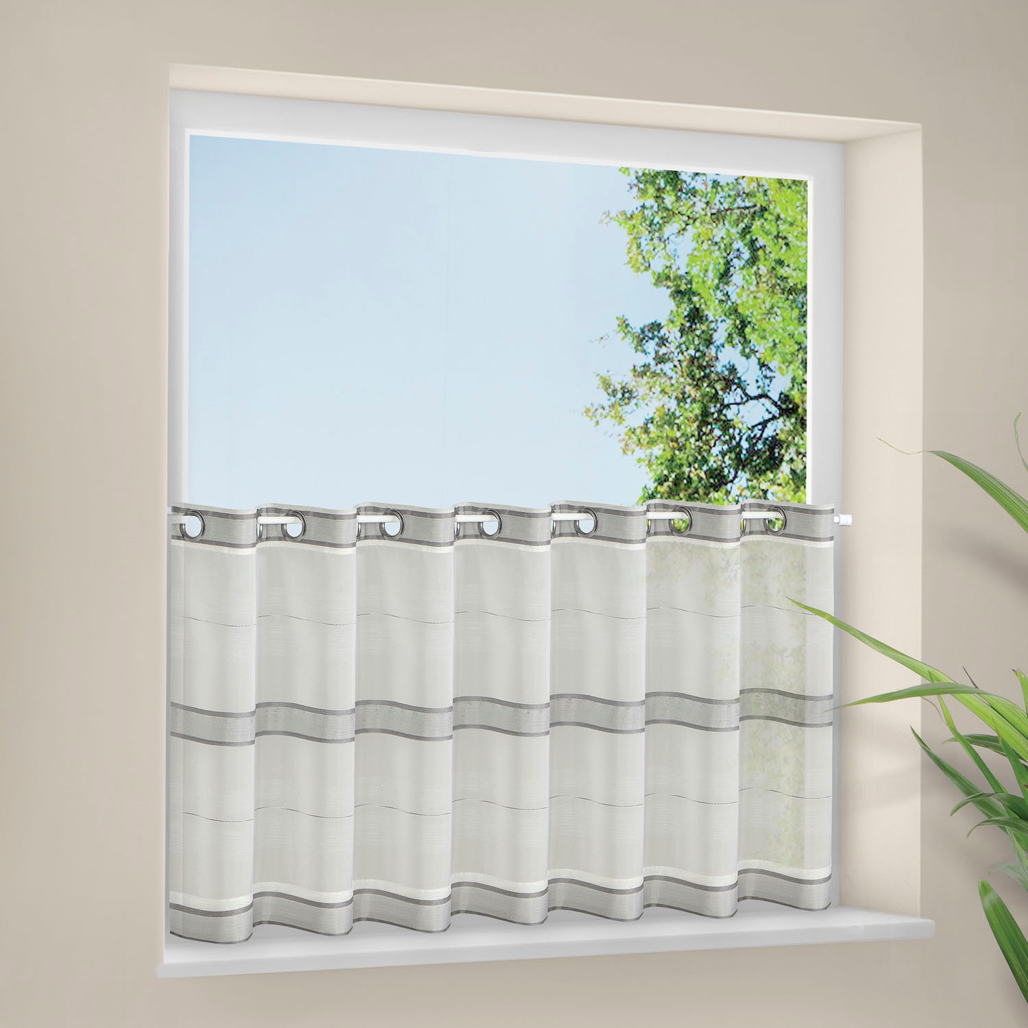Gerster Rideau à vitres »Ubbe« Œillet 1 cuis tlg. HxB: 50x140, mit modernem Streifen Design