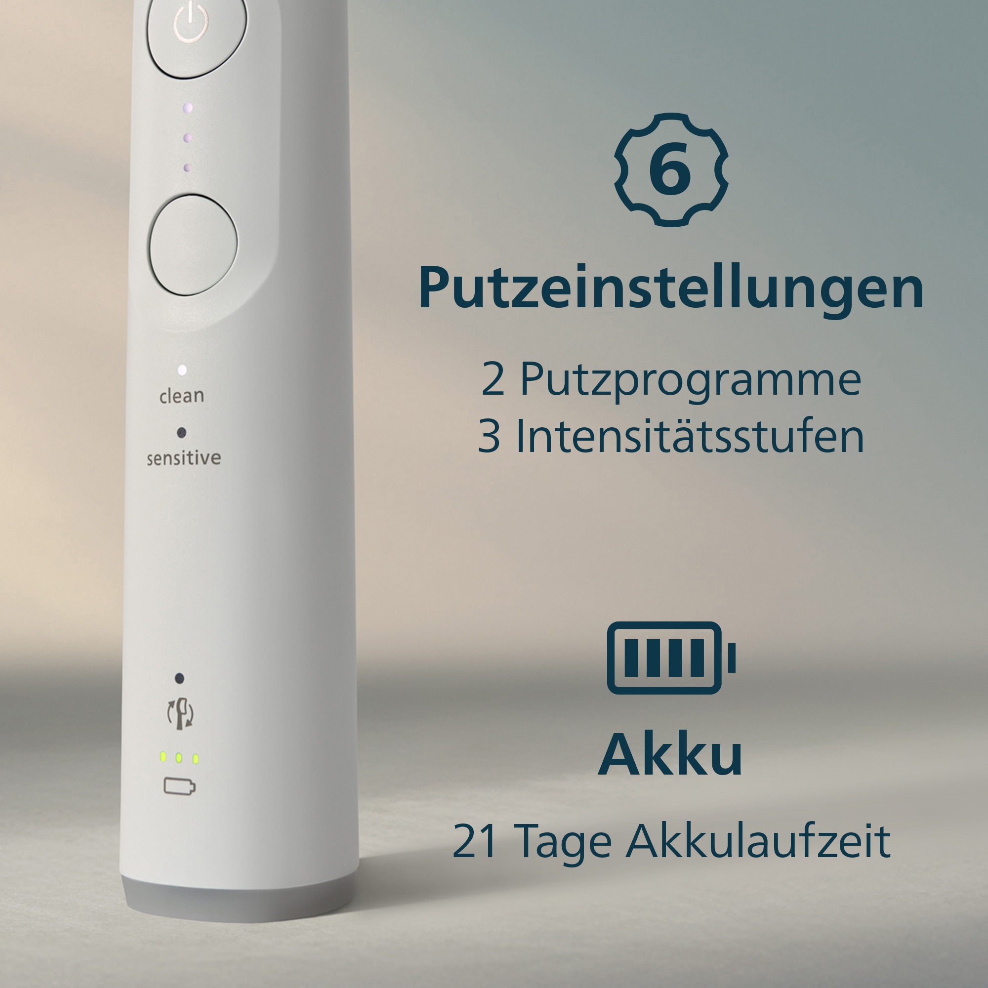 Philips Sonicare Brosse à dents électrique »Series 6100 HX7400/01« 1 cuis Aufsteckbürsten mit visueller Andruckkontrolle, 5 Putzeinstellungen, inkl. Ladegerät