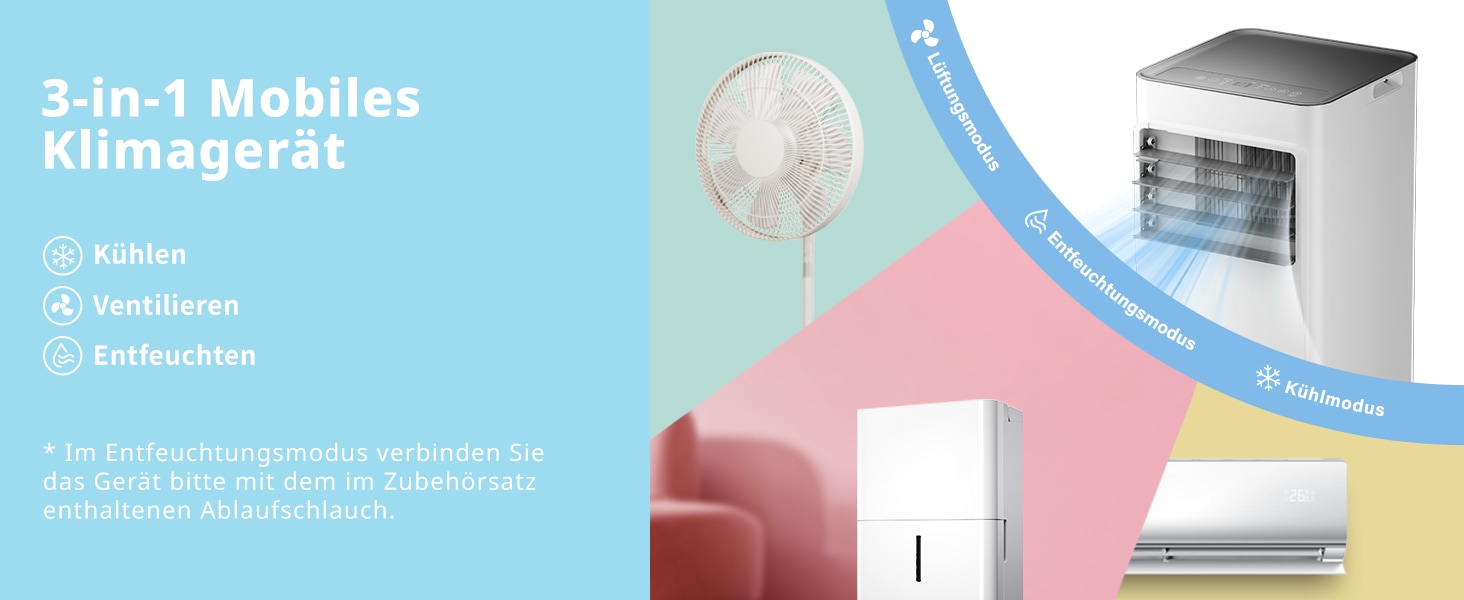 comfee Climatiseur 3 en 1 »»Easy Cool 7000« starker Luftstrom, App und Sprachsteuerung möglich« für Räume bis zu 25 m², mit Temperatursensor