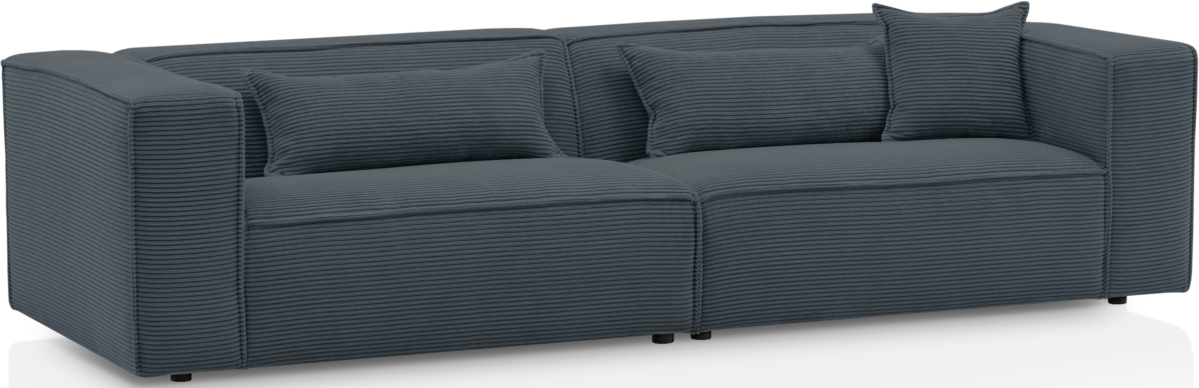 LeGer Home by Lena Gercke 3-Sitzer »PIARA, Couch mit Kedernaht, Sofa in Cord oder Leinenoptik«, schwarze Füsse, bequemer Sitzkomfort