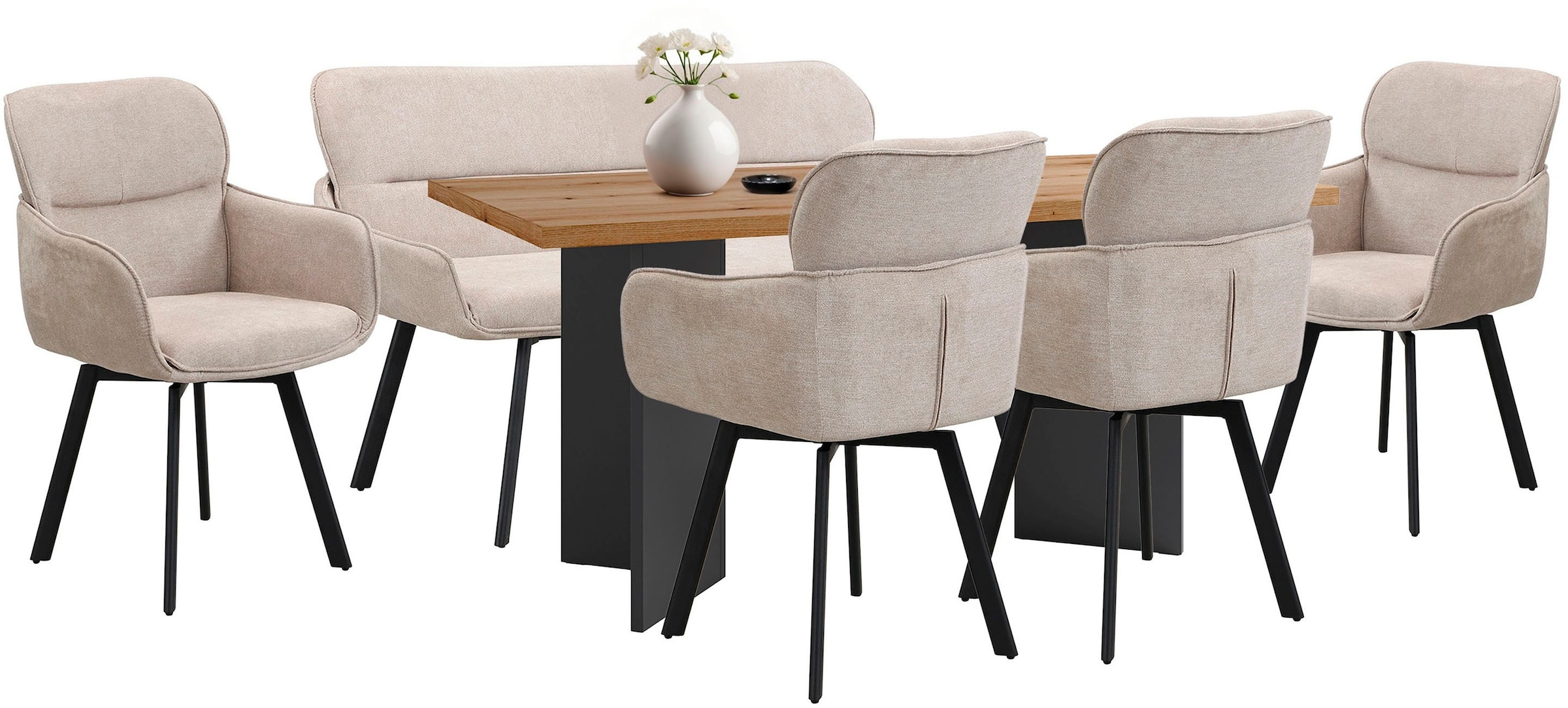 byLIVING Banc »Rico« 1 cuis tlg. gemütliche Esszimmerbank in 140 oder 160cm, hochwertiger Stoffbezug