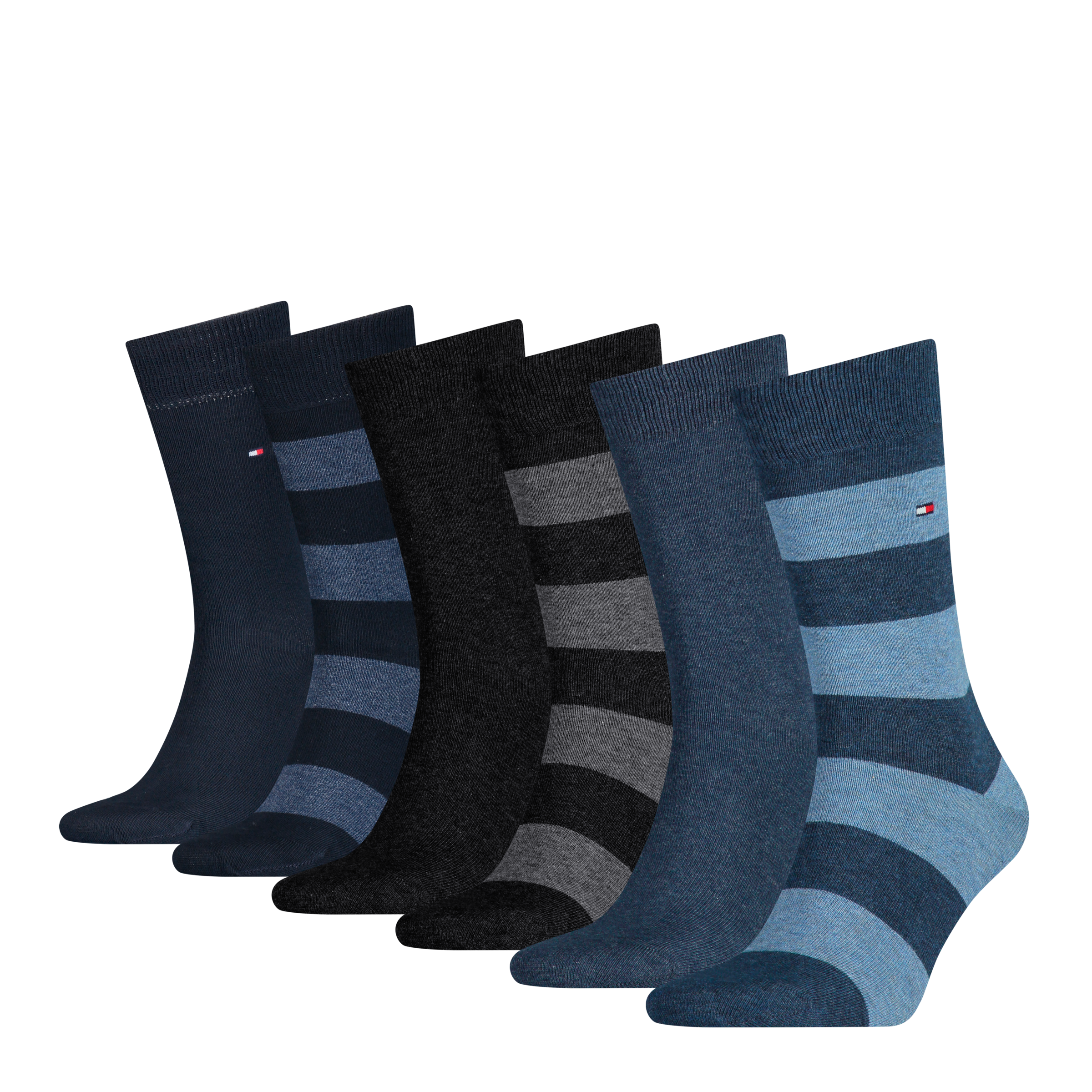 Image of Tommy Hilfiger Socken "TH MEN RUGBY SOCK 6P ECOM" 6 Paar, 3x gestreift, 3x unifarben, Rippenbündchen, Logo-Flag