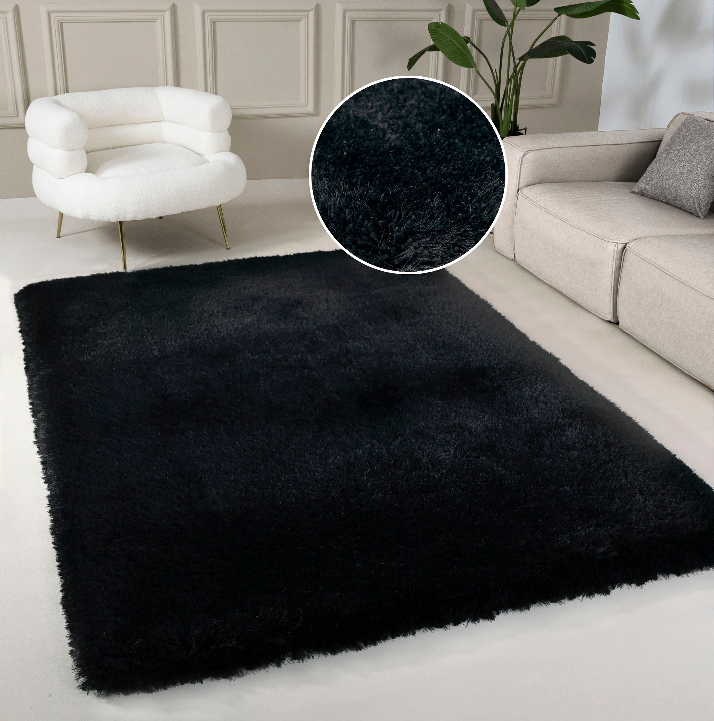 Guido Maria Kretschmer Home&Living Hochflor-Teppich »Micro exclusiv Teppich, sehr hoher Flor, weich durch Mikrofaser«, rechteckig, 78 mm Höhe, sehr weich, flauschig, uni, Wohnzimmer, Schlafzimmer, Kinderzimmer