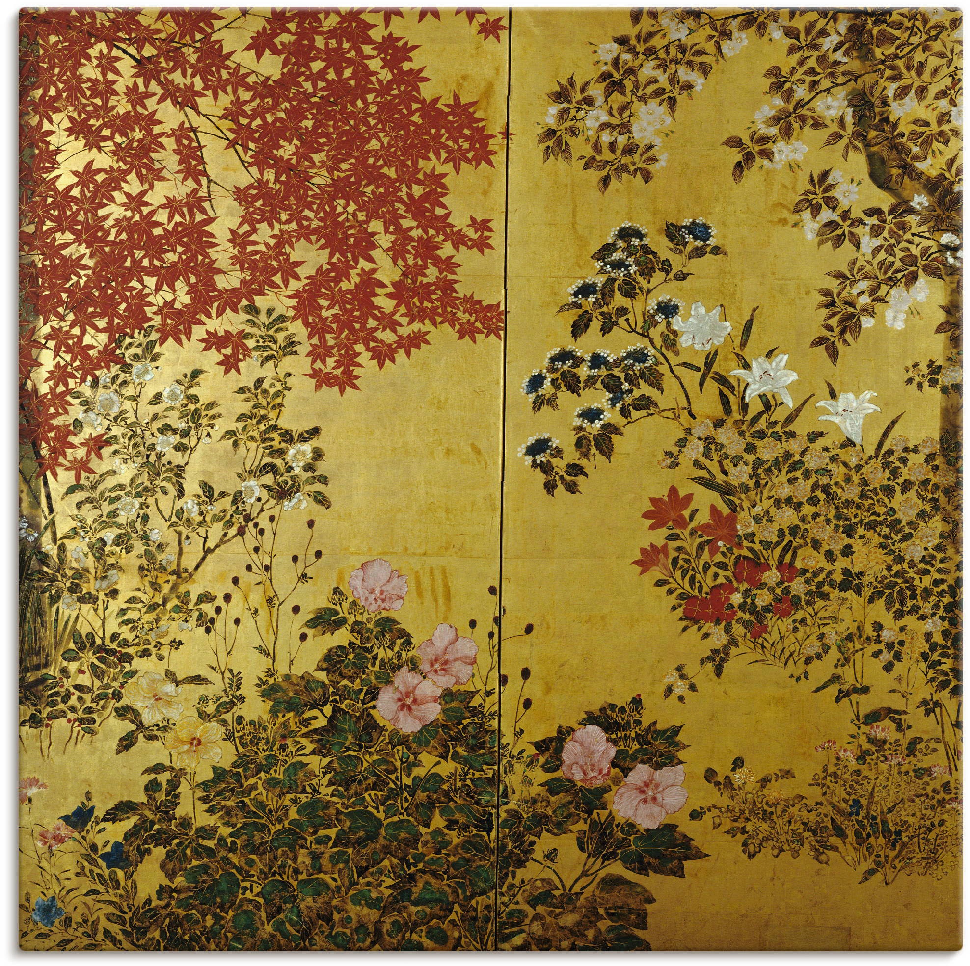 Artland Wandbild »Japanischer Wandschirm 18. Jahrhundert«, Pflanzen, (1 St.),  als Leinwandbild, Wandaufkleber oder Poster in versch. Grössen jetzt kaufen