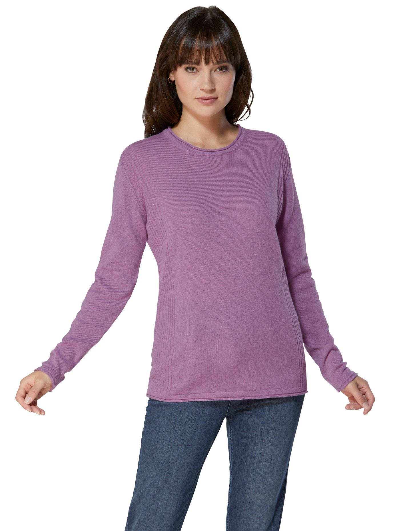 Creation L Kaschmir-Pullover mit Rollsaum