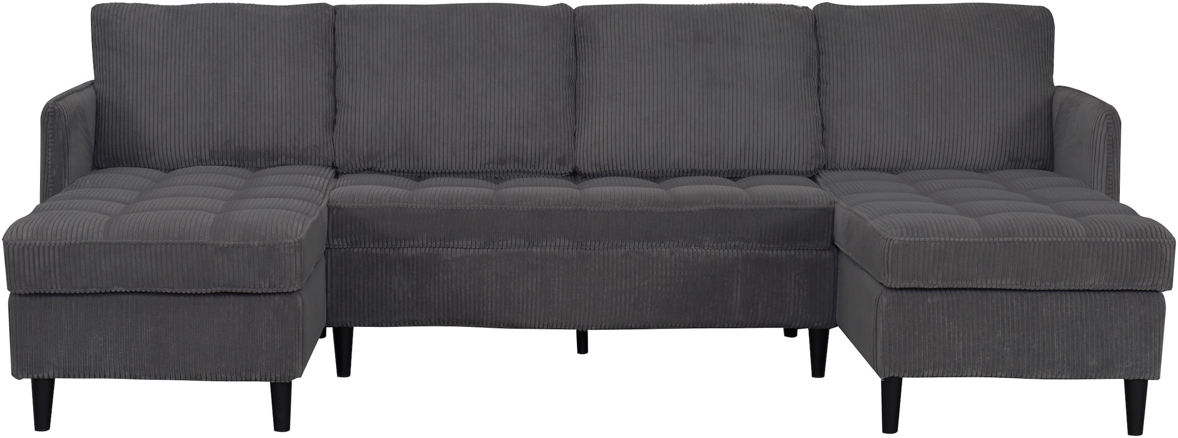 Dorel Home Paysage de salon »LINDHUS, U-Form, Breite 254 cm, verschiedene Stellvarianten, Modulsofa« Recamiere, Stauraum, Cord und Chenille-Bezug