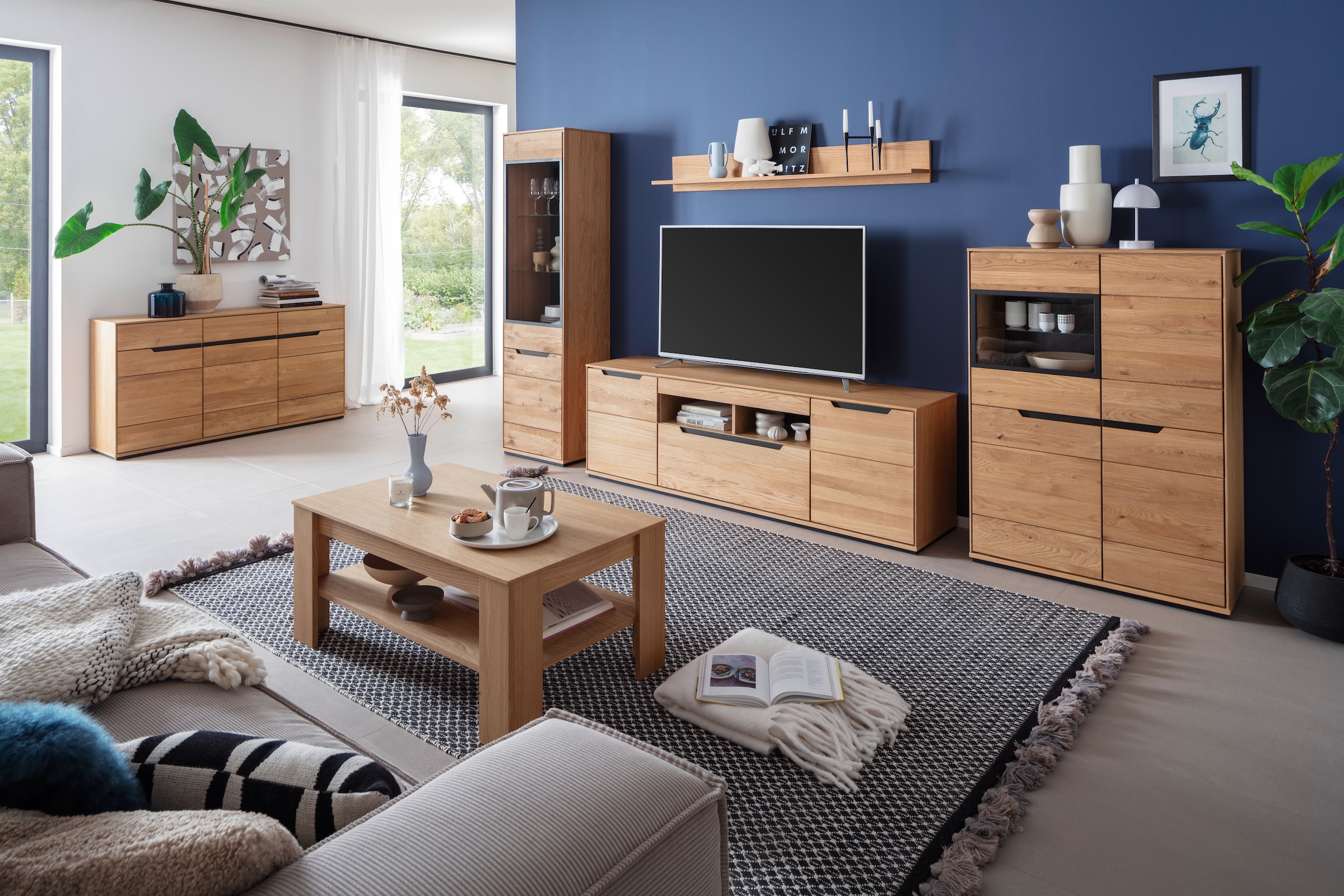 MCA living Meuble mural »Araya Wohnkombination II« Komplett-Set, optional: Glaskantenbeleuchtung, 4 cuis tlg.