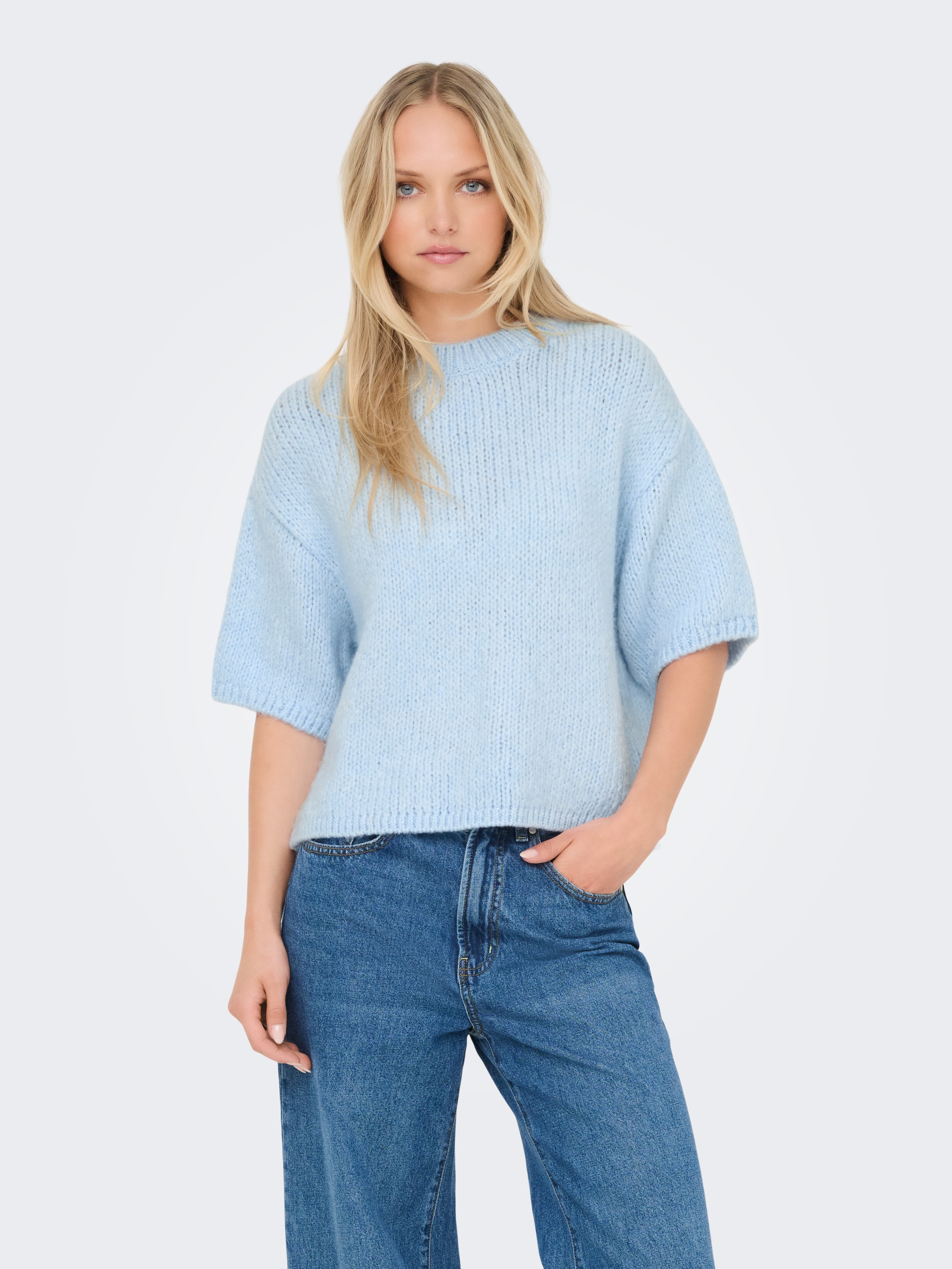 Image of JDY "JDYLINEA S/S PULLOVER O-NECK KNT NOOS" Kunstfaser, Rippstrick