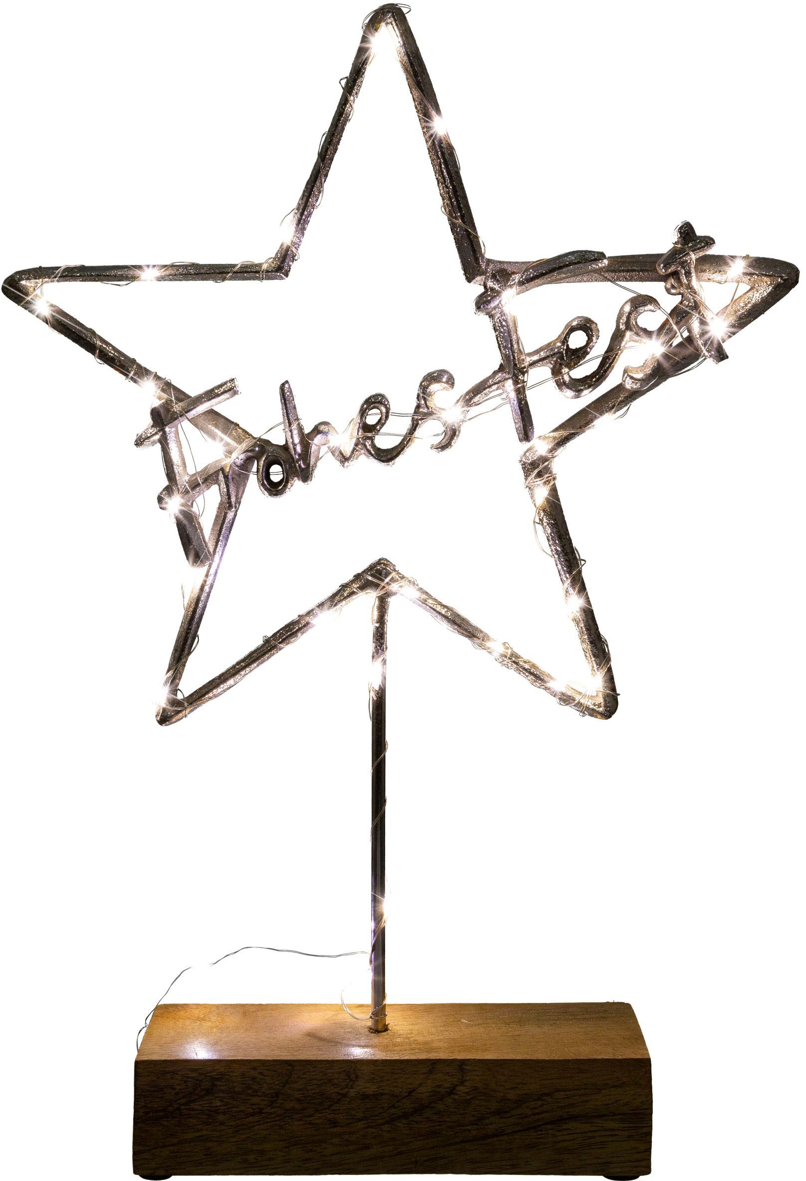 Creativ deco Dekoobjekt »LUMEN, Deko-Stern mit Schriftzug "Frohes Fest"« Weihnachtsdeko mit LED Beleuchtung, Batteriebetrieb