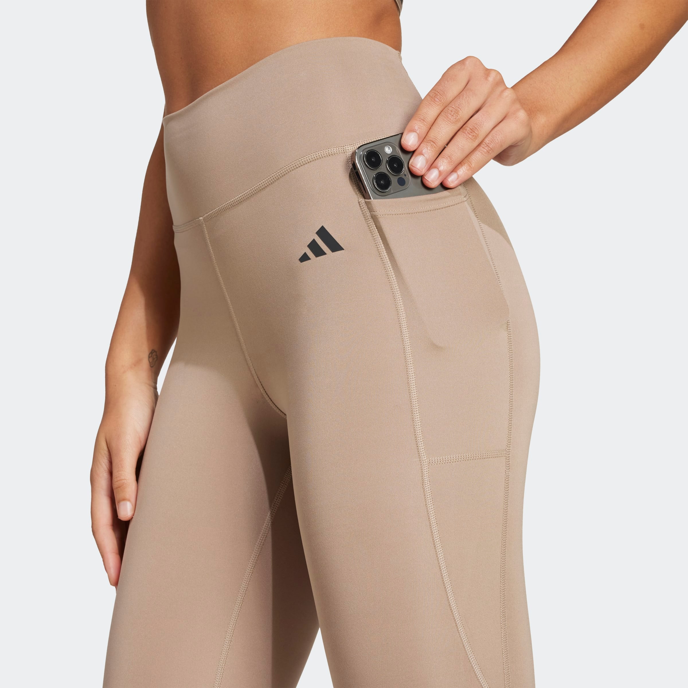 adidas Performance Trainingstights »OPTIMÉ ESSENTIALS STASH POCKET LEGGINGS, KOMPLETTE LÄNGE«  für Fitness, mit Climacool® Technologie, ohne Verschluss